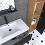 Aurlane Meuble de salle de bain 80x50cm - vasque blanche 80x50cm -tiroirs noir mat + colonne + miroir
