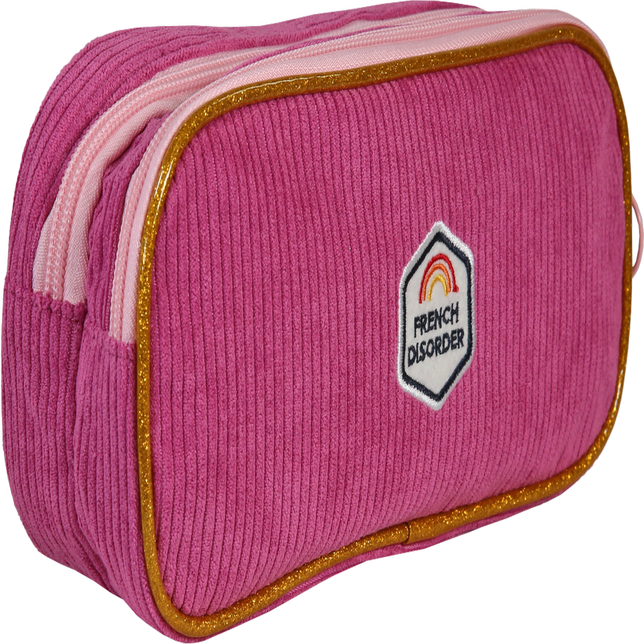 Voir la diapositive 2 : Bagtrotter Trousse scolaire Rectangulaire FRENCH DISORDER LEO - Rose Velours - Fille - 2 compartiments