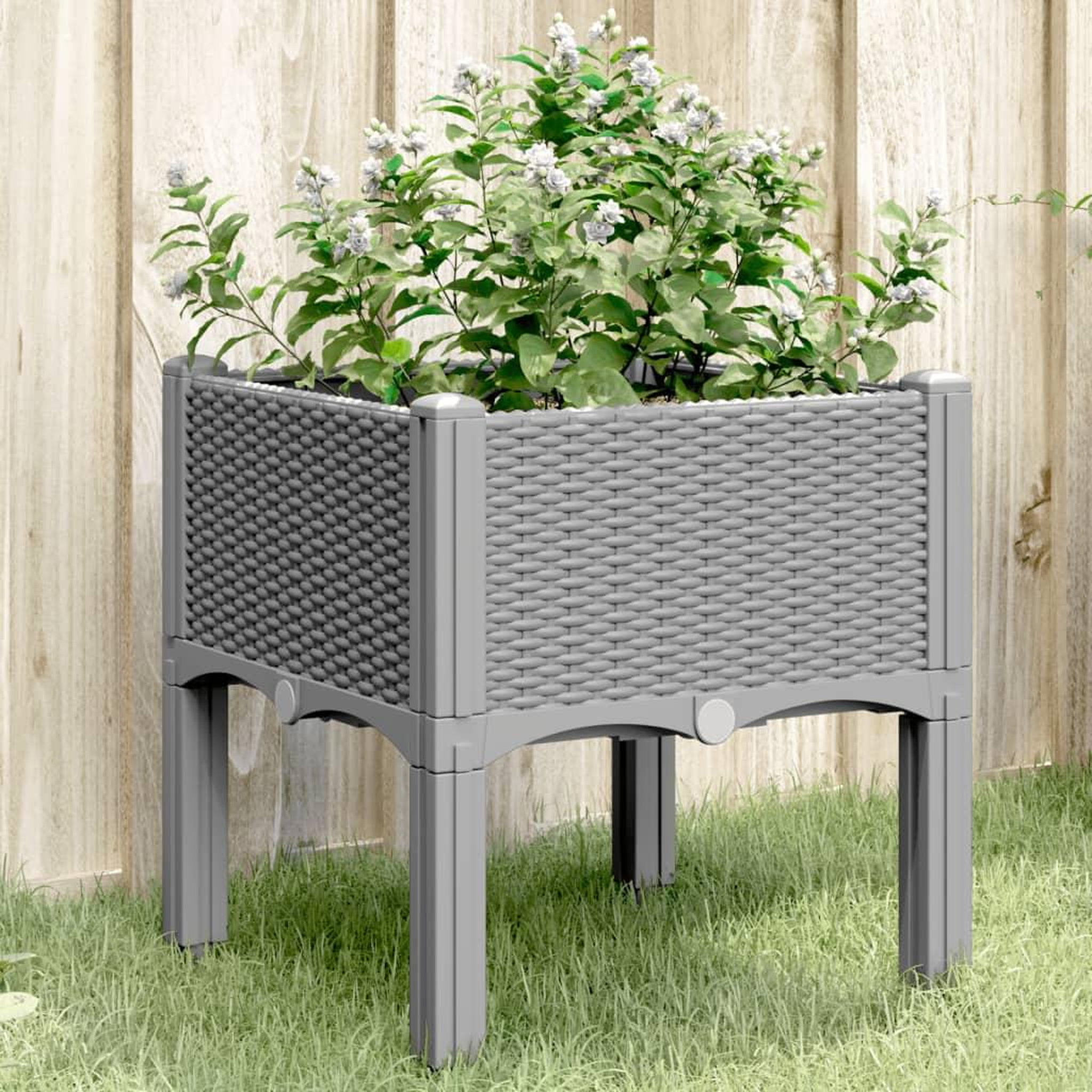 VIDAXL Jardiniere avec pieds gris clair 40x40x42 cm PP