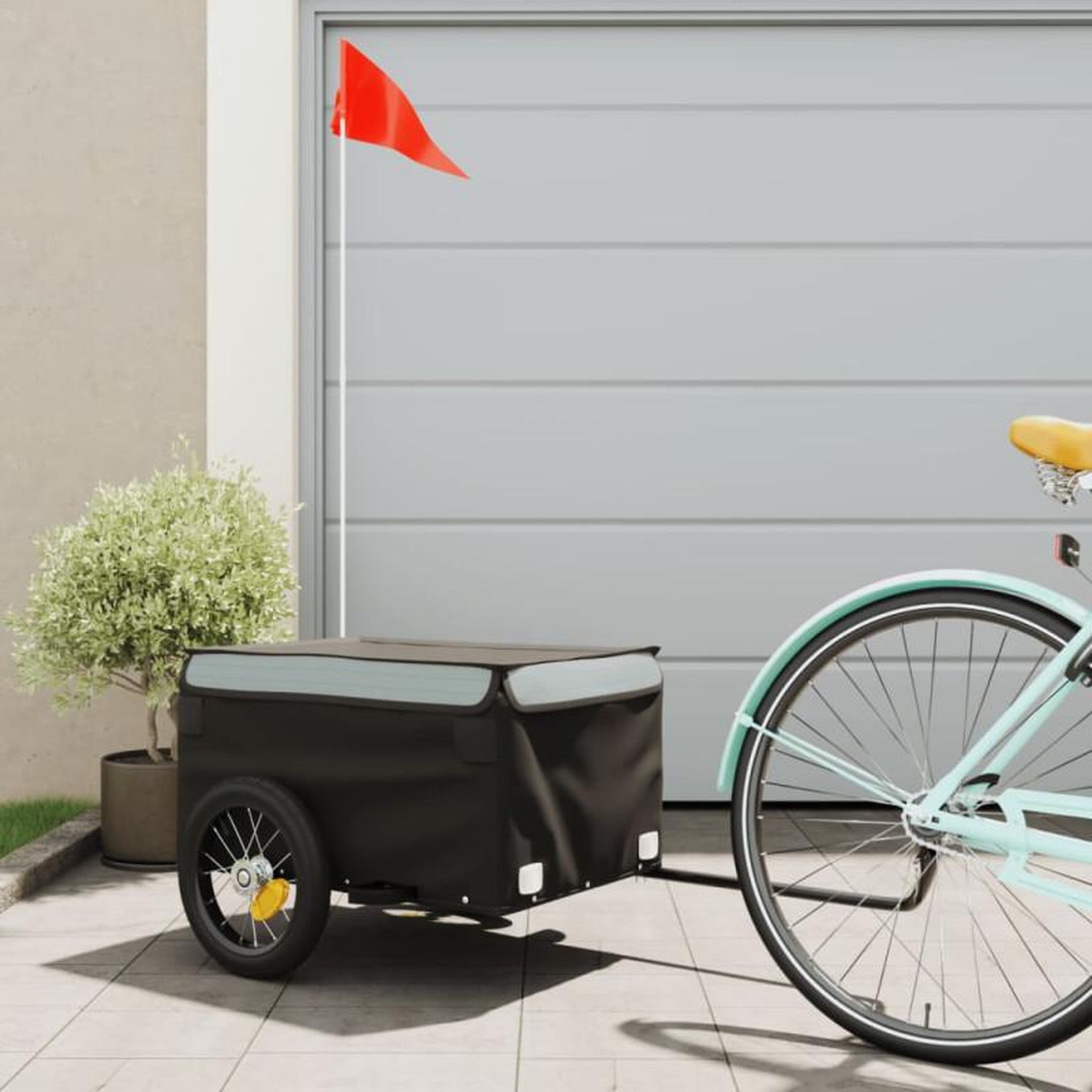 VIDAXL Remorque de vélo noir et gris 30 kg fer