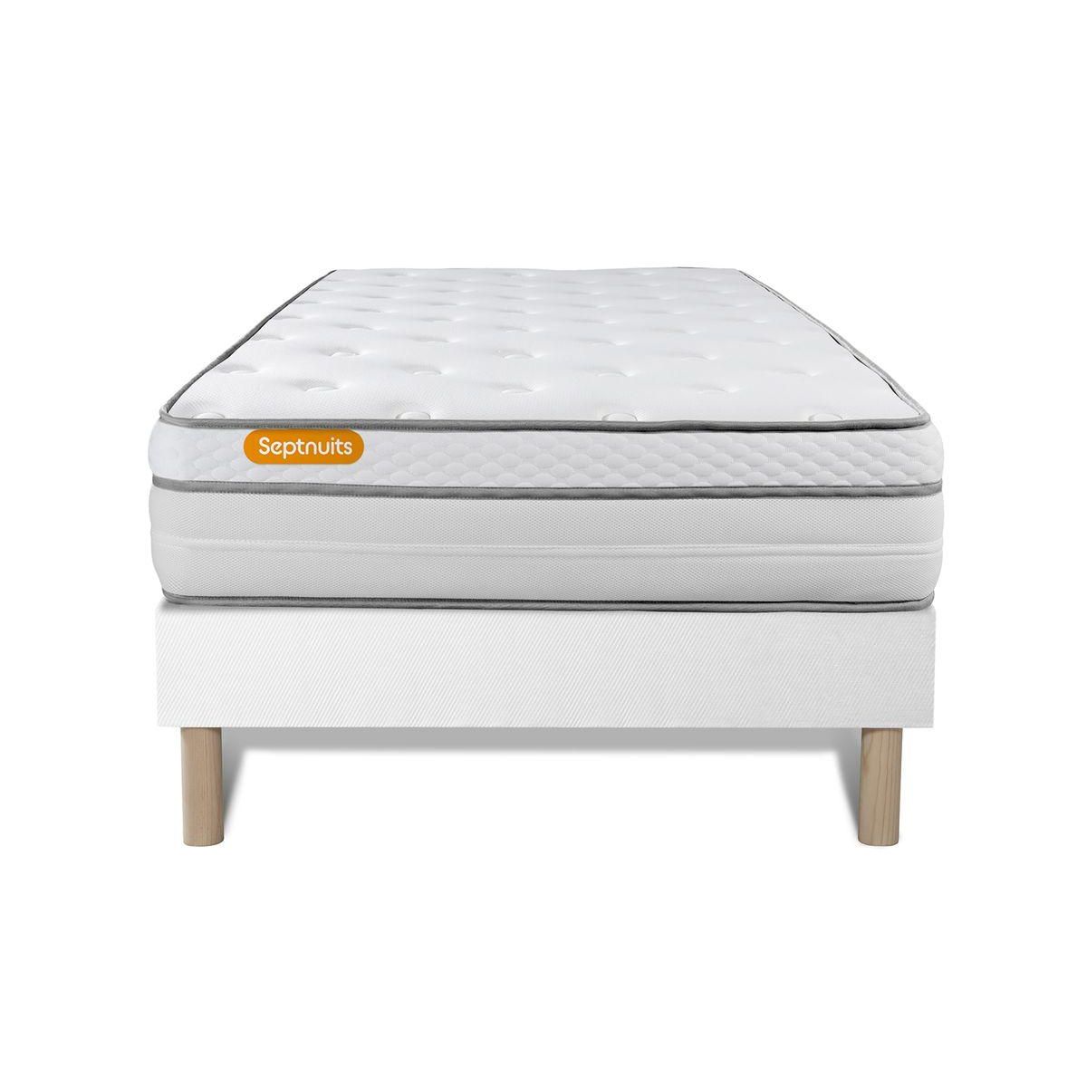 SEPTNUITS Matelas + sommier  Memo Luxe Ressorts ensachés + mémoire de forme 5 zones de confort MAXI épaisseur