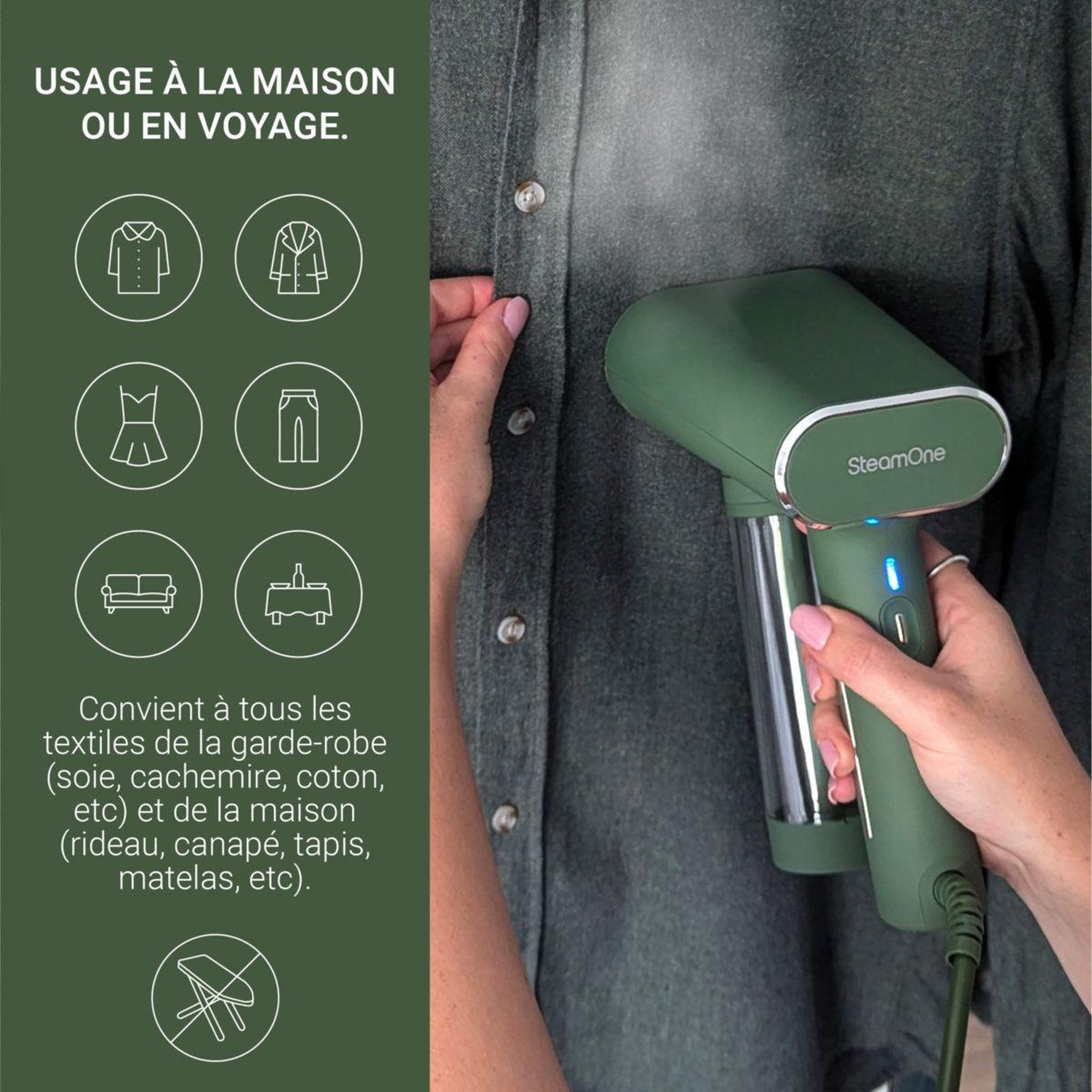 Voir la diapositive 3 : Steamone Défroisseur vapeur NS150G Karl Green
