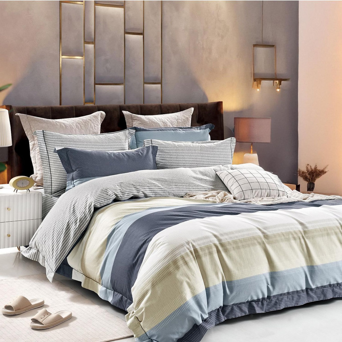 Home collection Parure housse de couette en polycoton Lygor