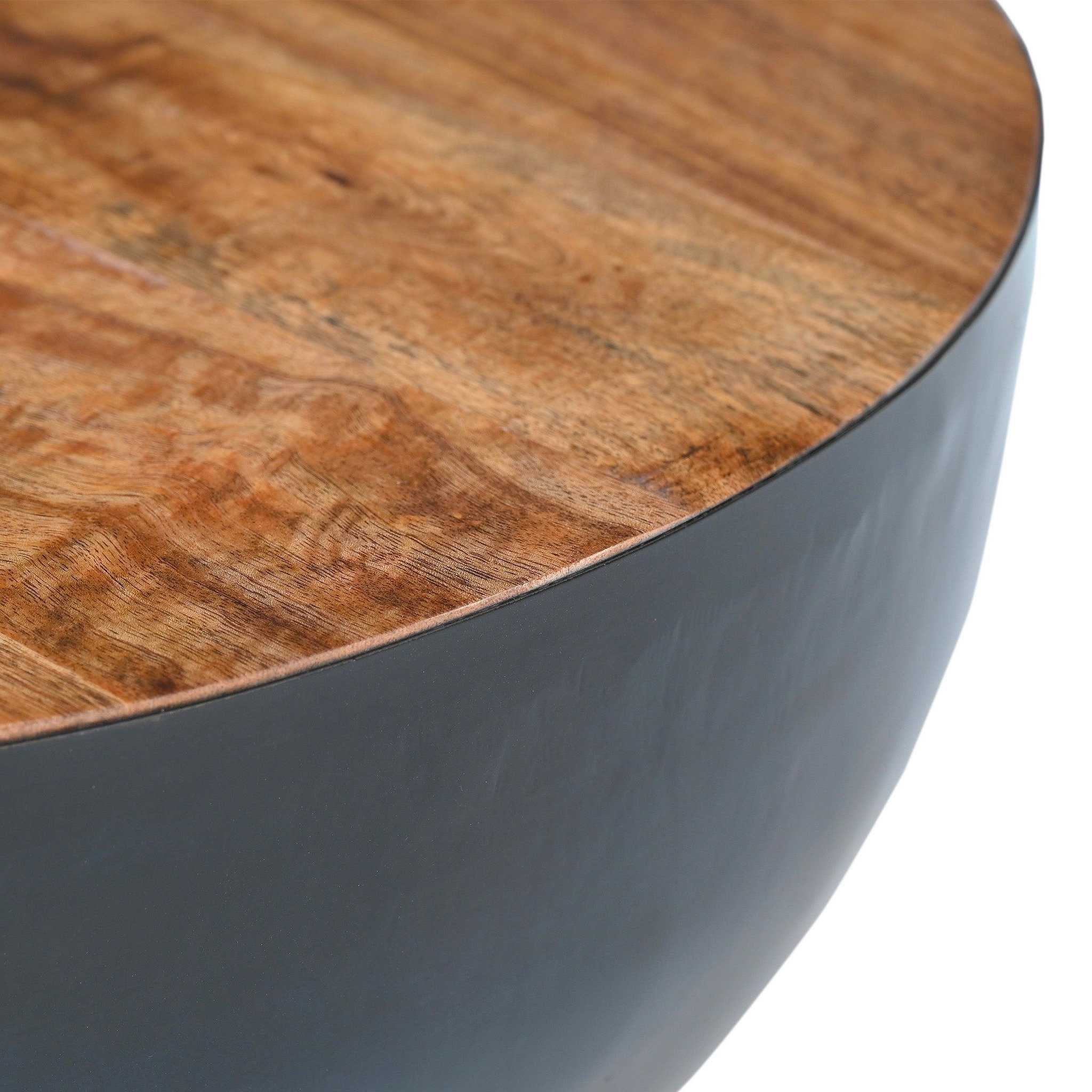Voir la diapositive 3 : MAISON PAVANE Table basse ronde en bois massif et métal d90 cm-tajy