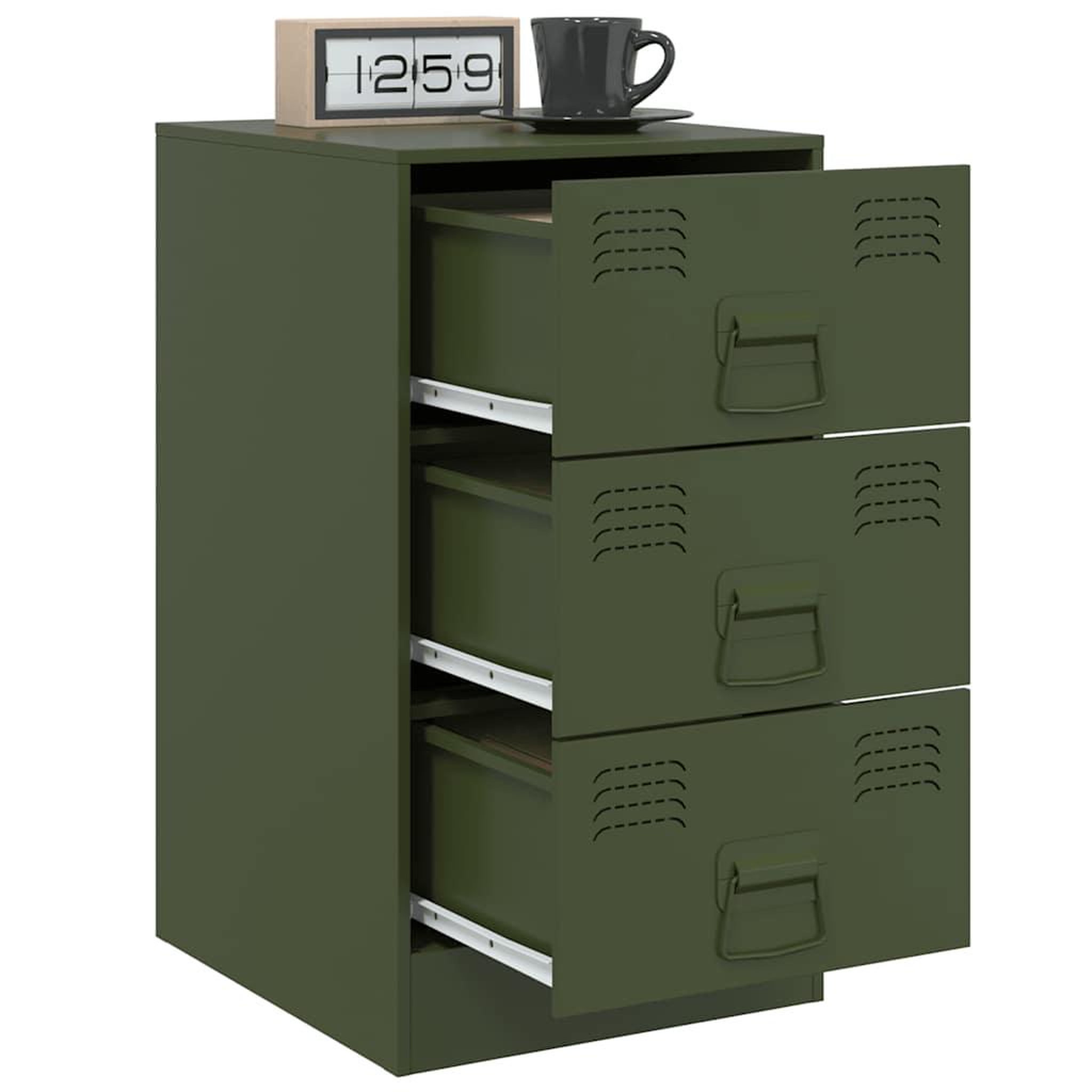 Voir la diapositive 4 : VIDAXL Tables de chevet 2 pcs vert olive 34,5x39x62 cm acier