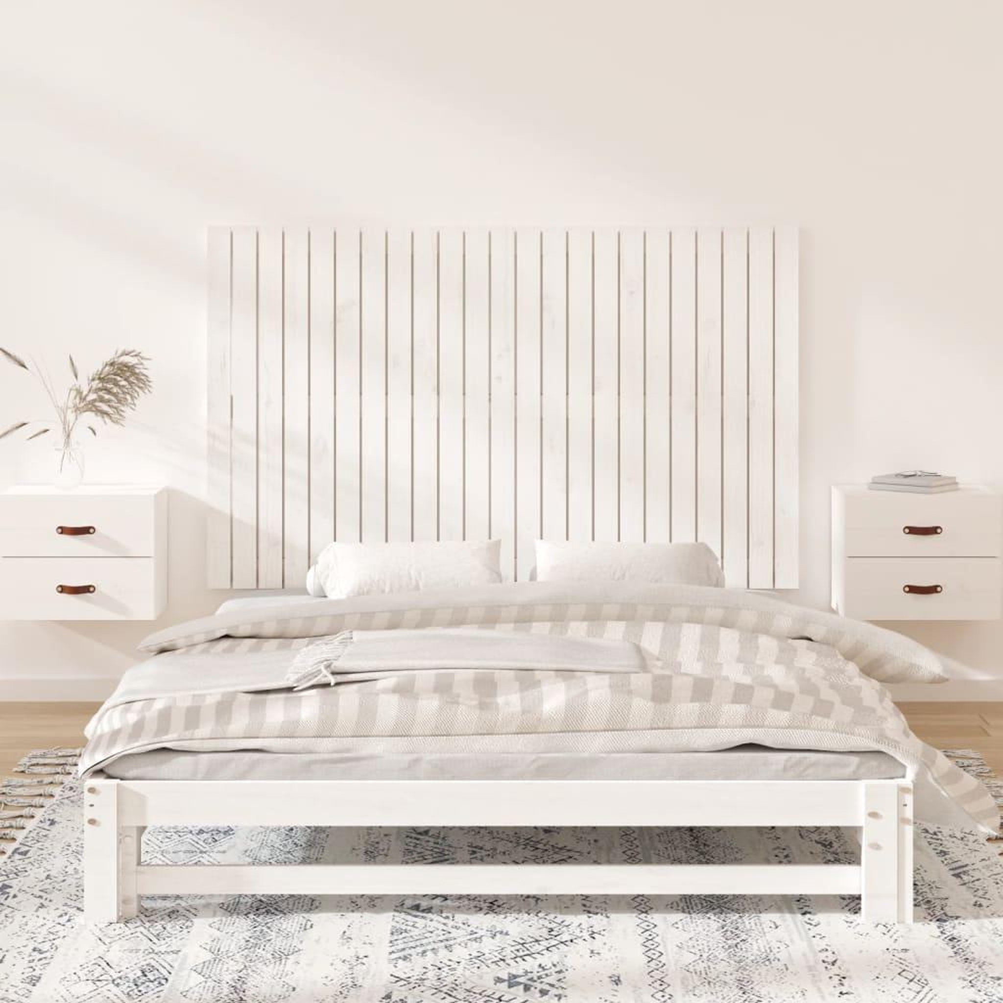 Voir la diapositive 3 : VIDAXL Tete de lit murale Blanc 147x3x90 cm Bois massif de pin
