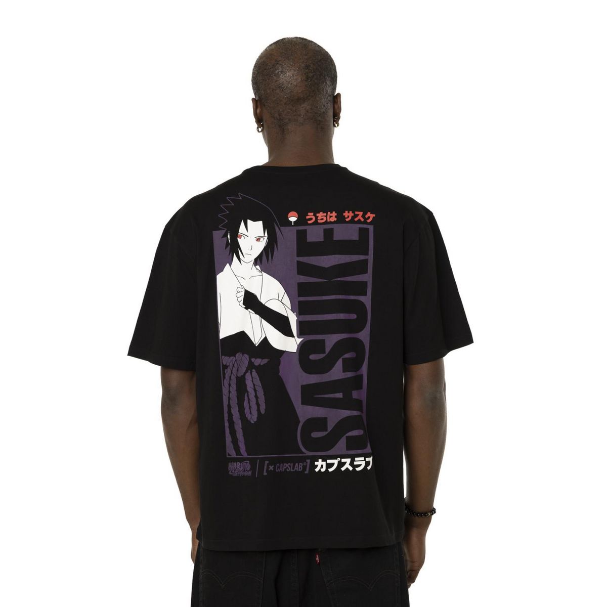 CAPSLAB T-shirt en coton homme relax fit avec print Naruto Shippuden Sasuke