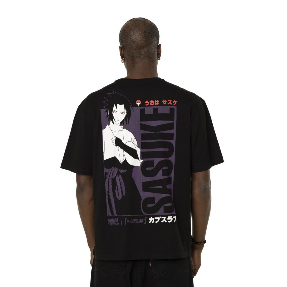 CAPSLAB T-shirt en coton homme relax fit avec print Naruto Shippuden Sasuke