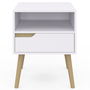 Voir la diapositive 3 : ID MARKET Lot de 2 tables de chevet HELSINKI scandinaves 1 tiroir avec niche blanc