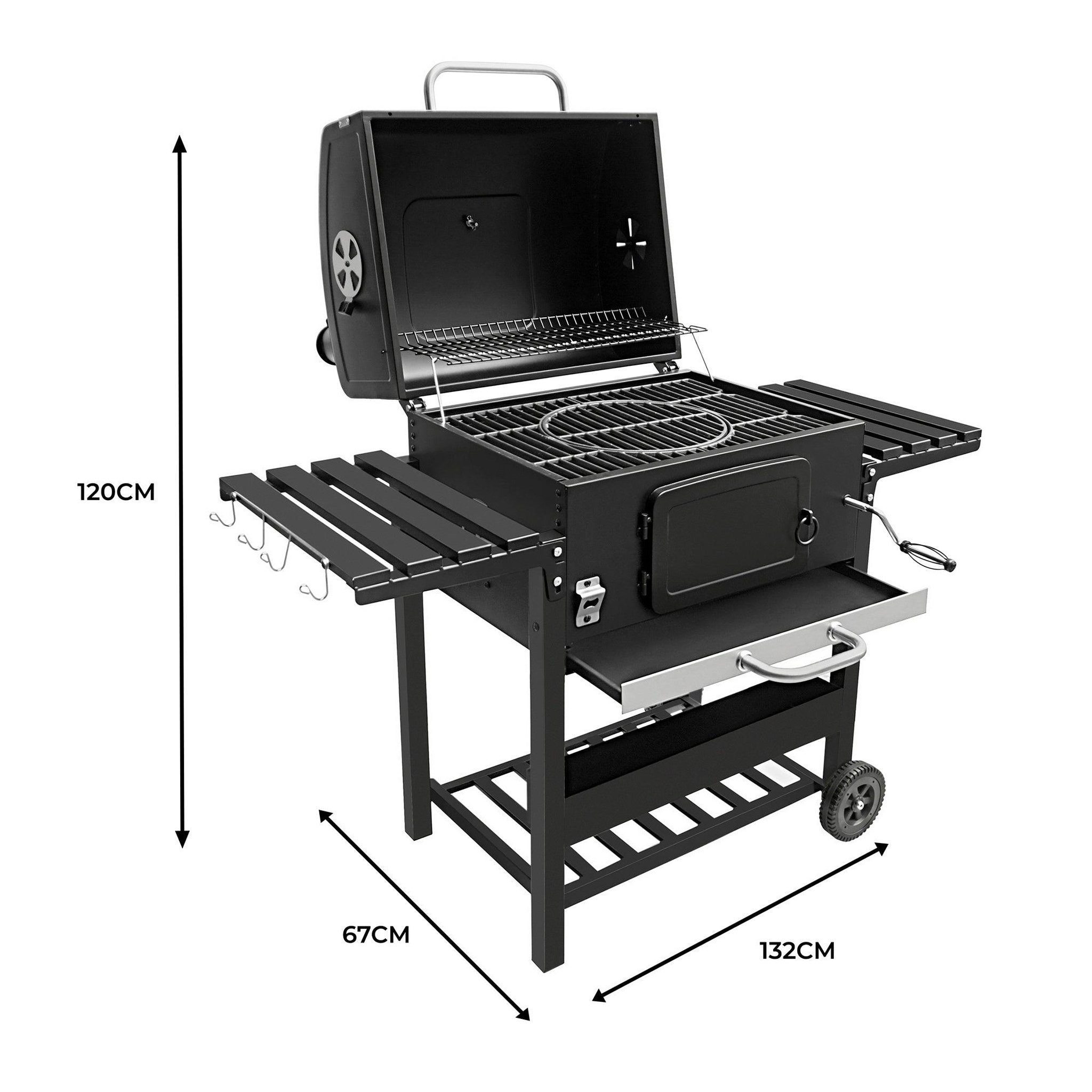 Voir la diapositive 5 : MONSTERSHOP Barbecue au charbon fumoir xl