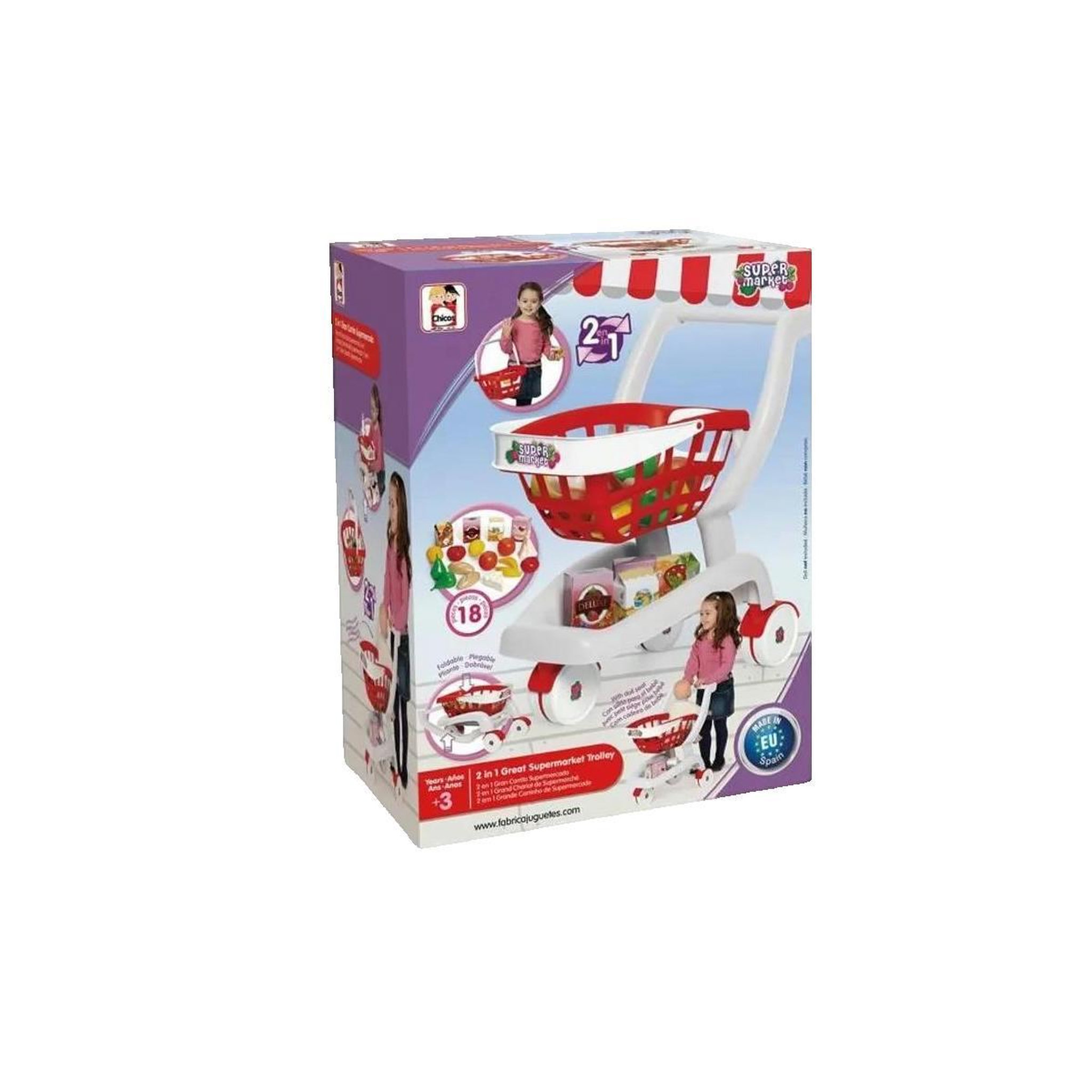 Chariot Chariot de courses Chicos pliable avec 18 accessoires