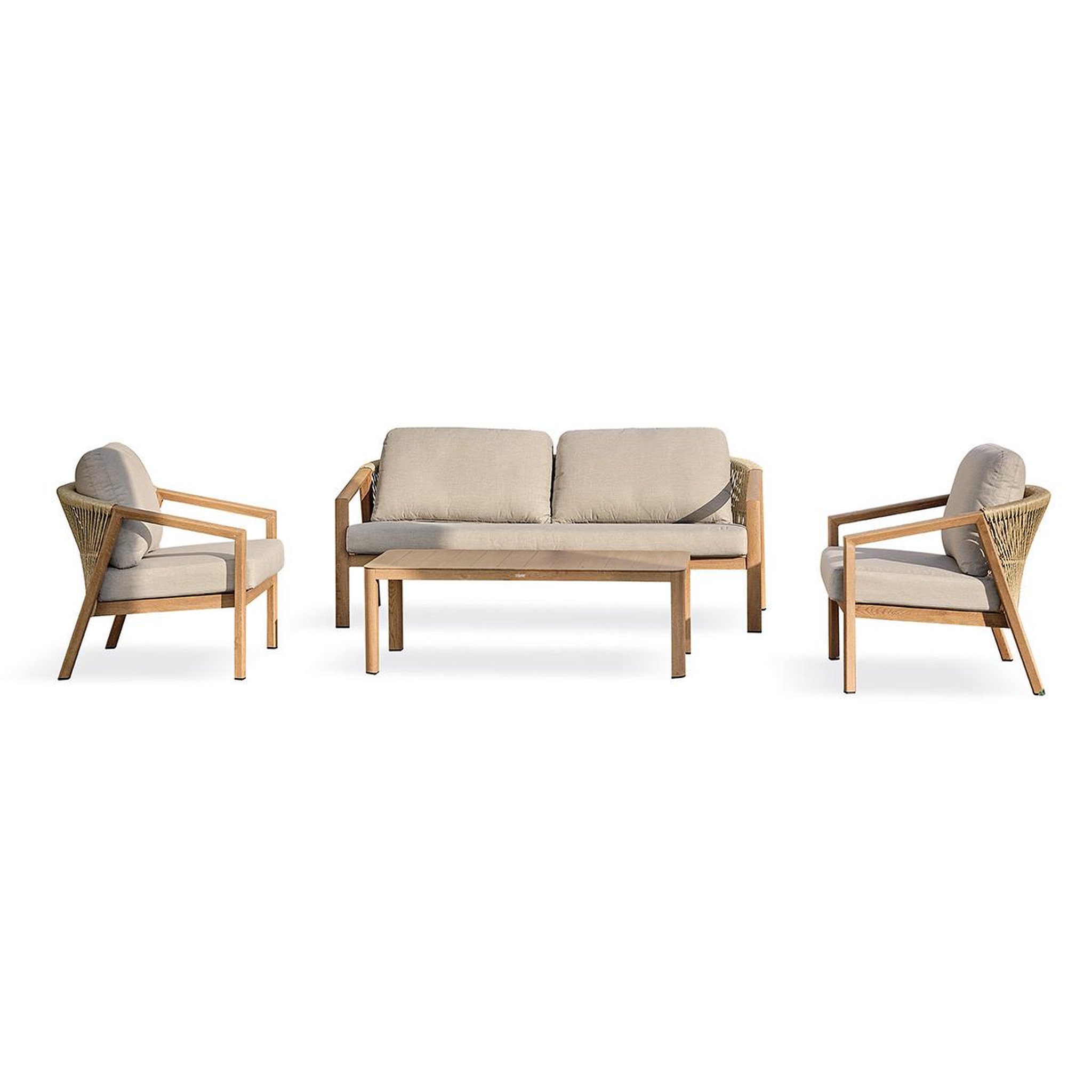 DCB GARDEN Salon de Jardin 5 Places  Goya  180cm Naturel & Gris