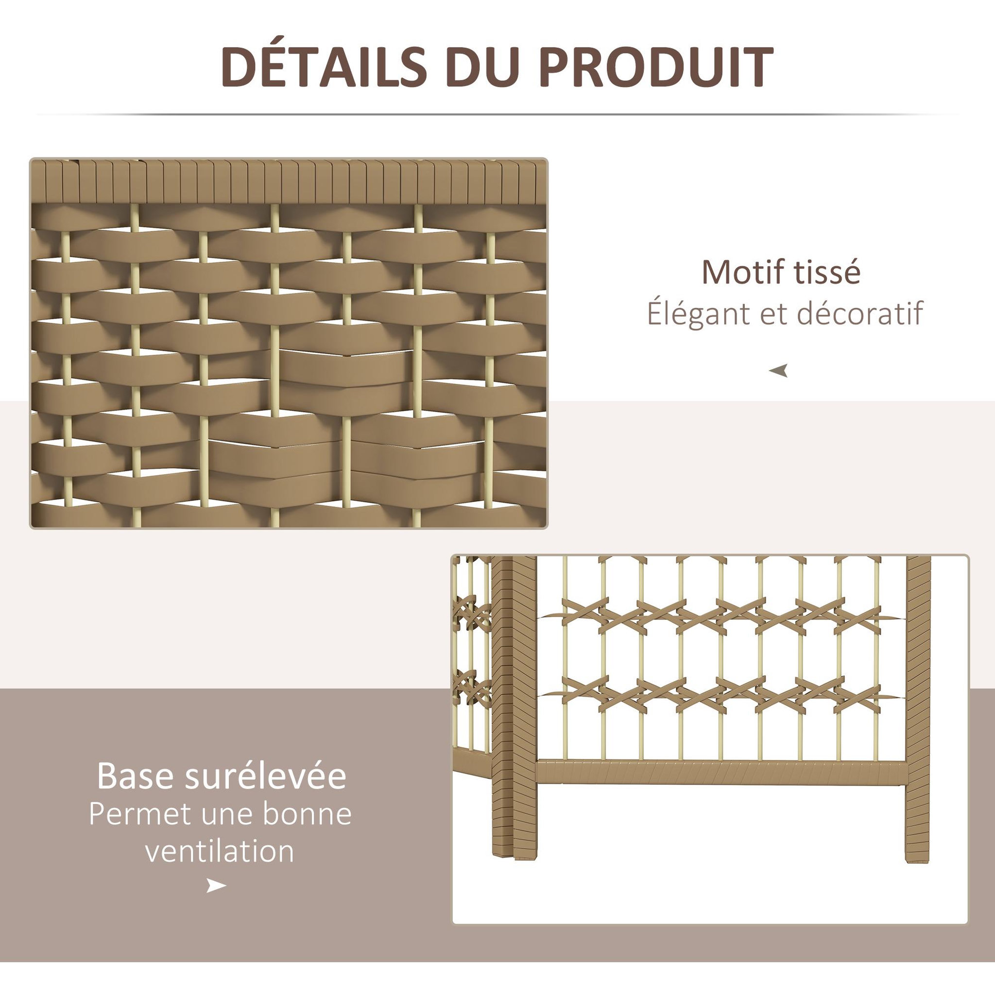 Voir la diapositive 6 : HOMCOM Paravent intérieur 3 panneaux pliables séparateur de pièce bois de peuplier bambou fibres de papier tressée coloris naturel