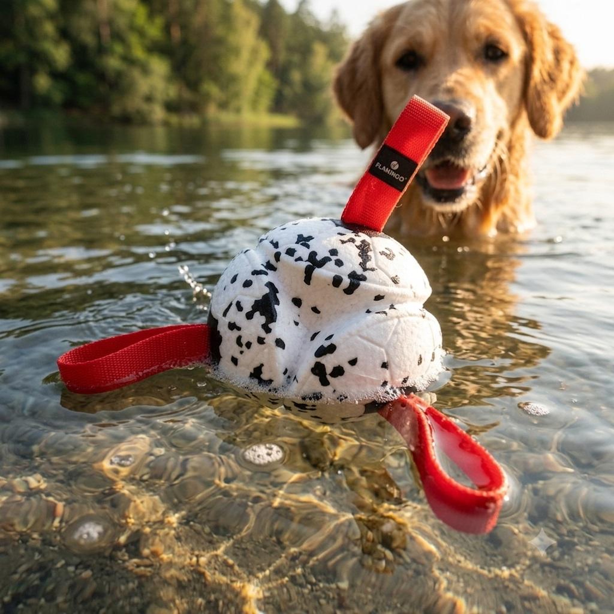 Voir la diapositive 2 : Eden Jeu balle avec rubans flottante et ultra rebondissante pour chien