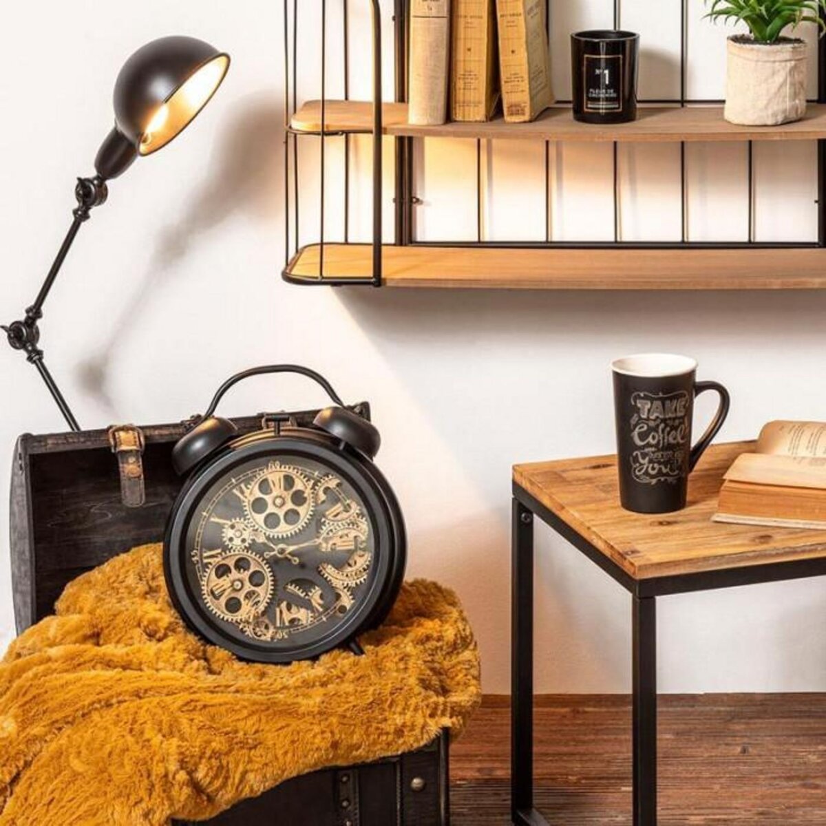 ATMOSPHERA Horloge à Poser en Métal  Janis  33cm Noir