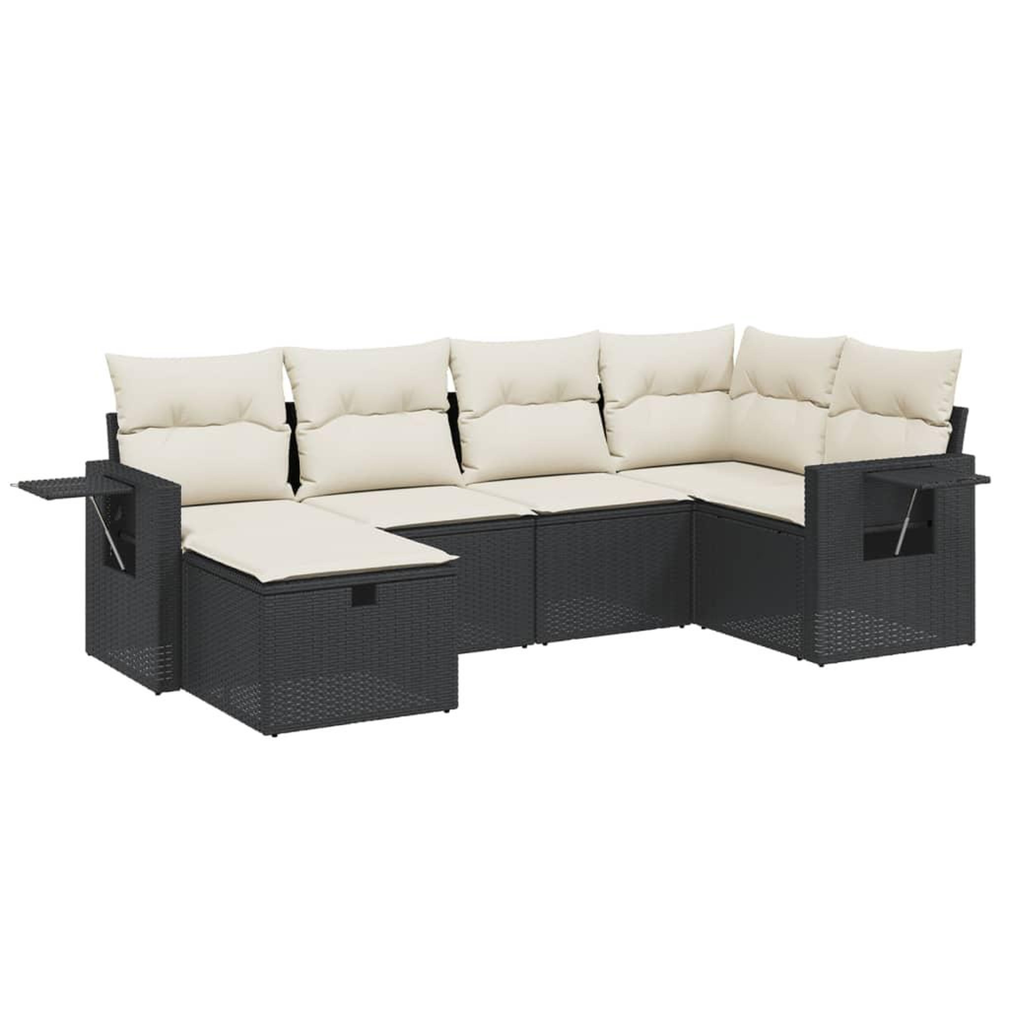 Voir la diapositive 2 : VIDAXL Salon de jardin 6 pcs avec coussins noir resine tressee