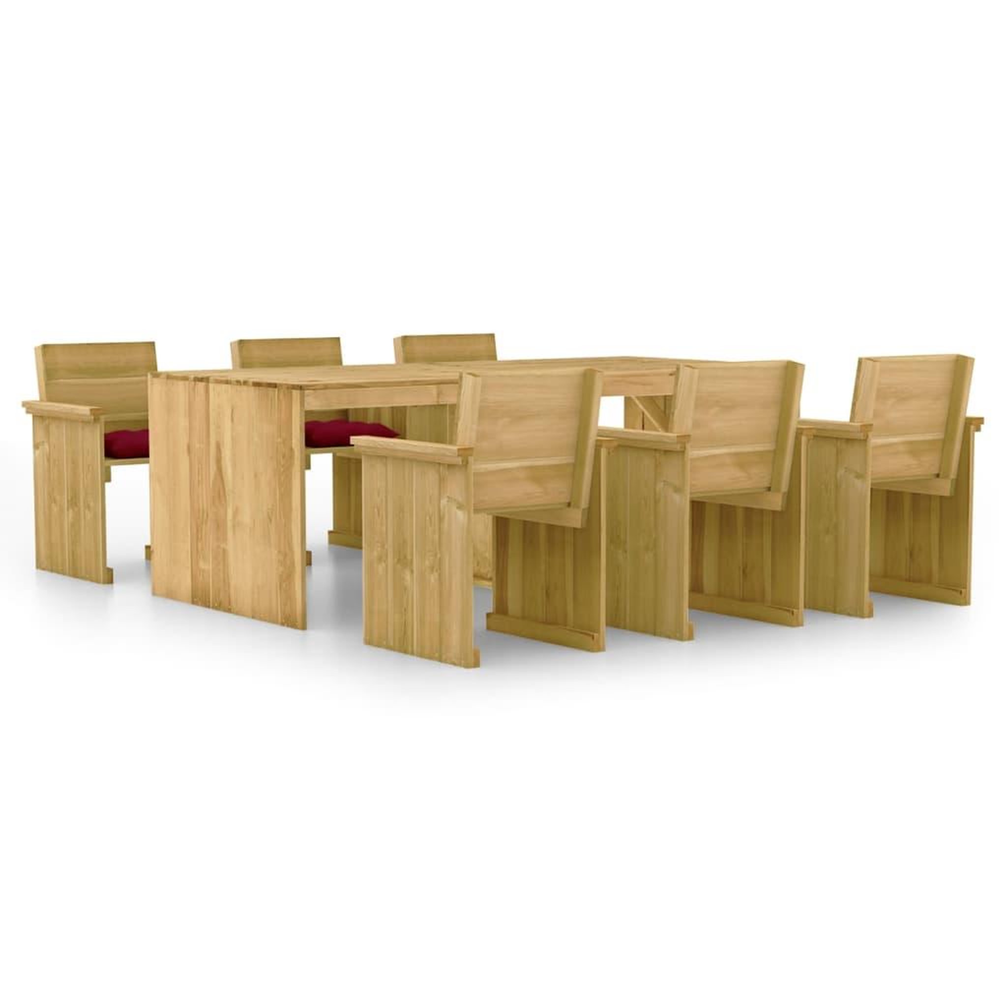 Voir la diapositive 1 : VIDAXL Ensemble a manger de jardin 7 pcs avec coussins pin impregne
