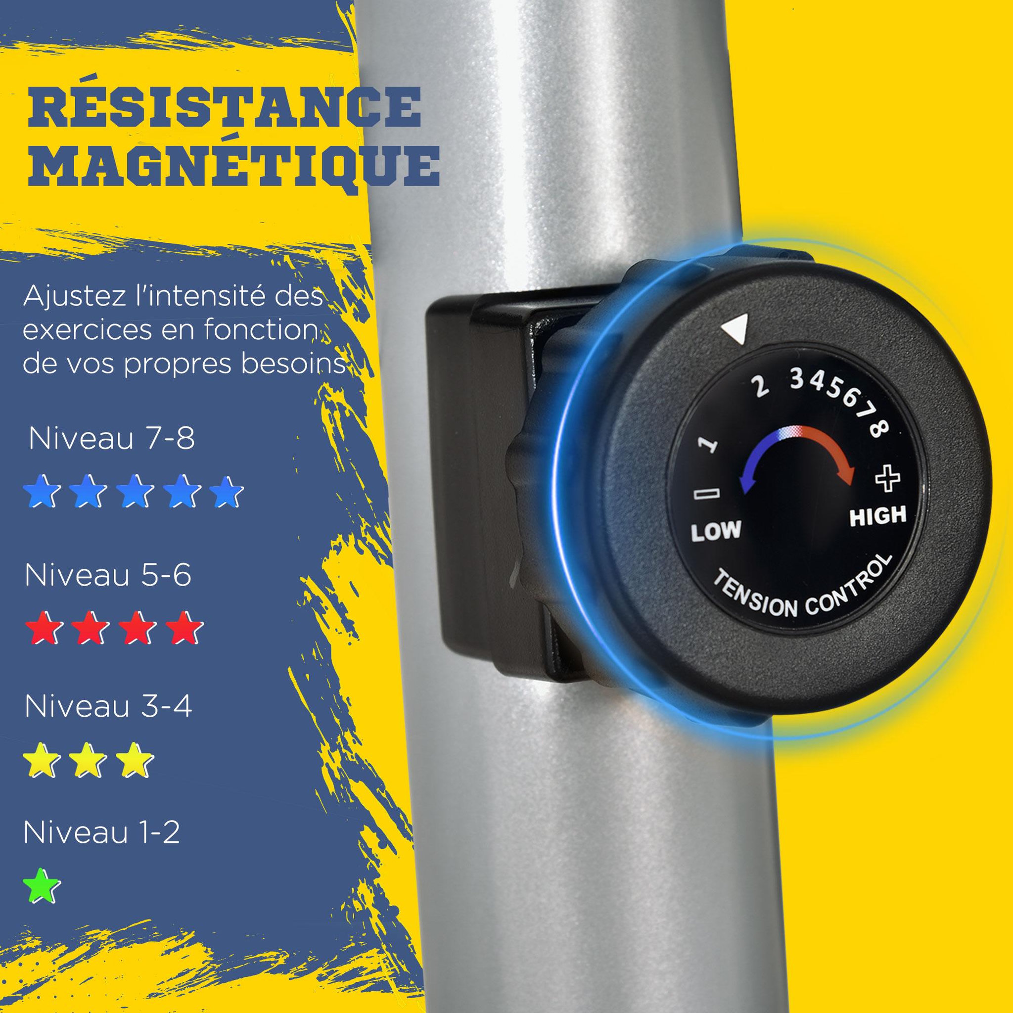 Voir la diapositive 6 : HOMCOM Vélo elliptique vertical vélo d'appartement 2 en 1 écran LCD multifonction hauteur & résistance réglable acier ABS gris rouge noir