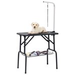 VIDAXL Table de toilettage reglable de chiens avec 1 boucle et panier