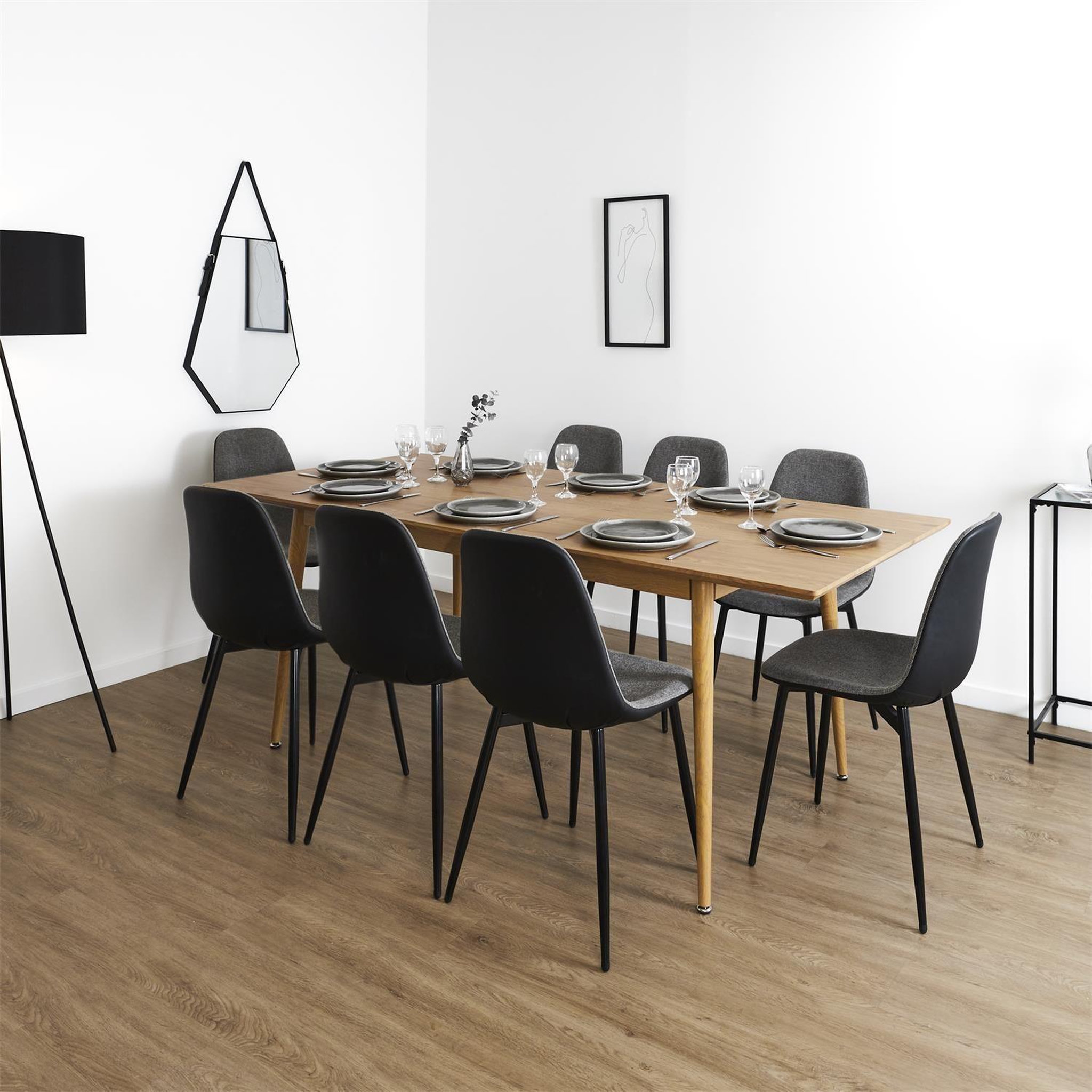 Voir la diapositive 3 : The Home Deco Factory Table extensible pour 6 à 8 personnes en bois gaspard - marron