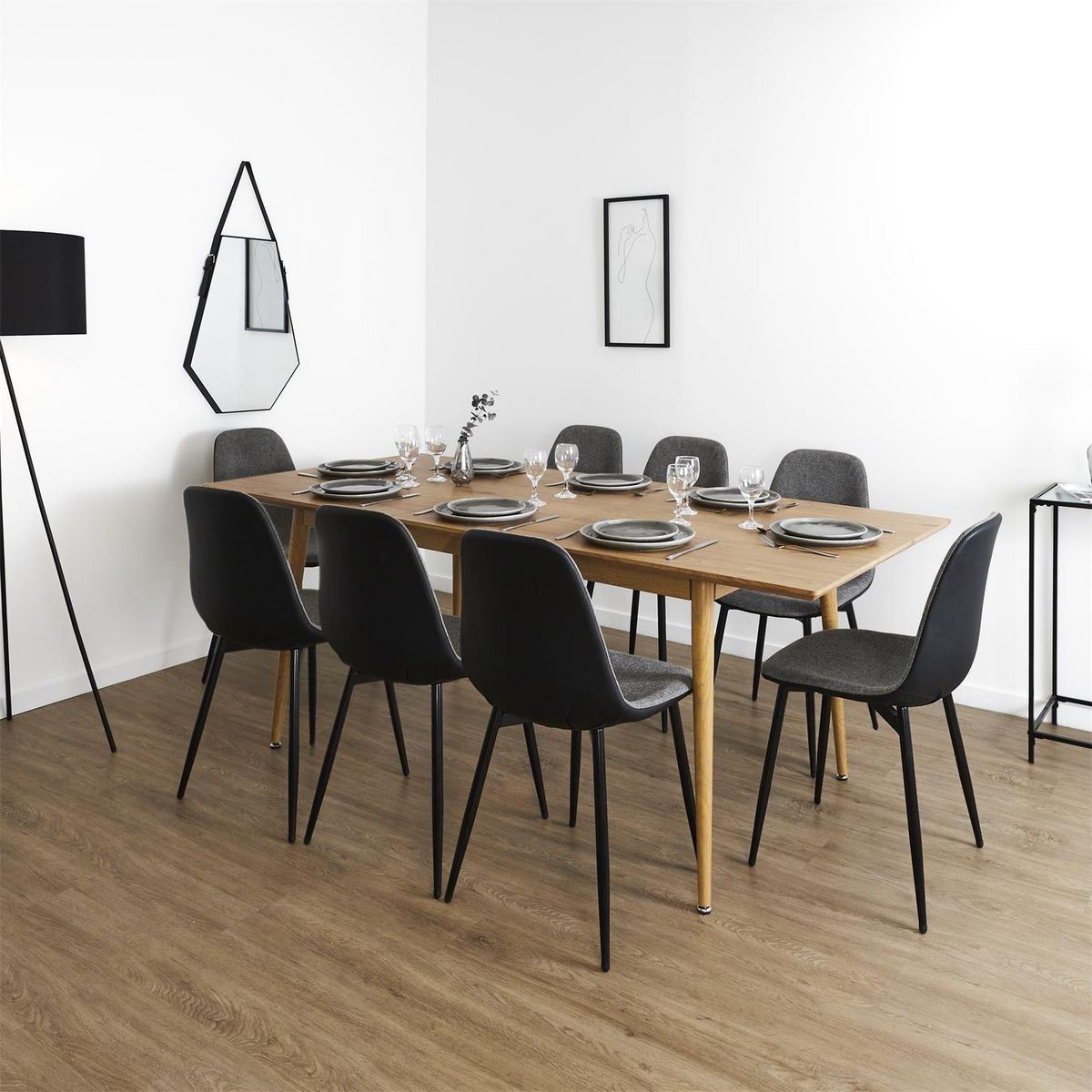 The Home Deco Factory Table extensible pour 6 à 8 personnes en bois Gaspard - Marron
