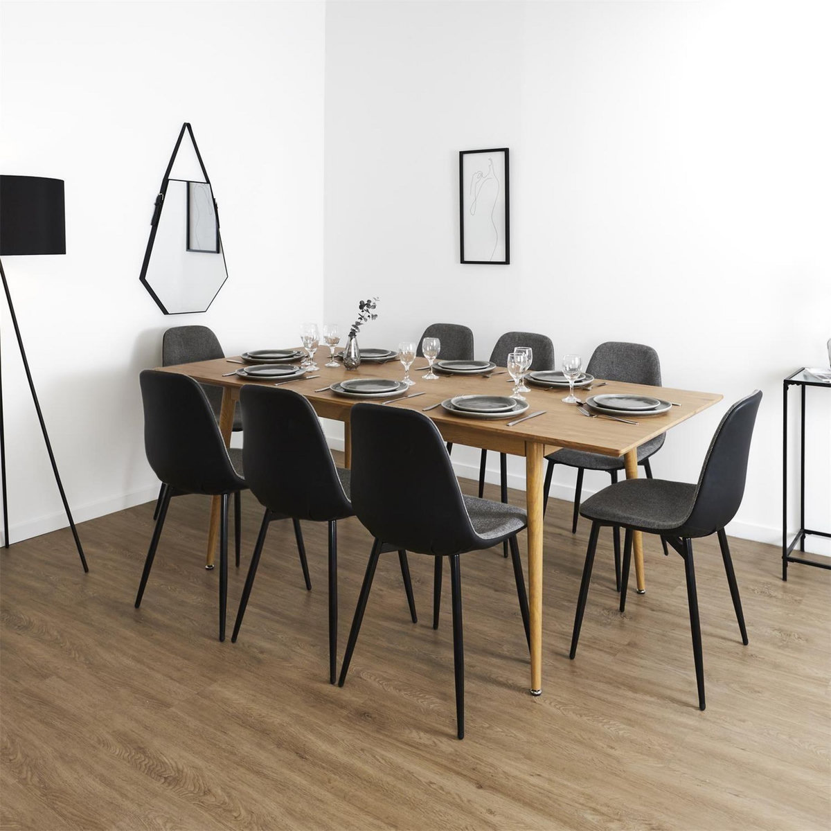 The Home Deco Factory Table extensible pour 6 à 8 personnes en bois Gaspard - Marron
