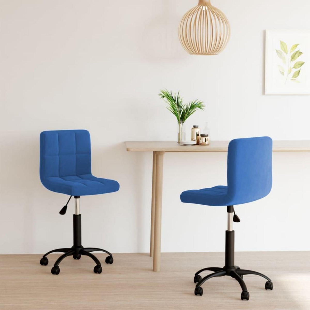 VIDAXL Chaises pivotantes a manger lot de 2 bleu velours
