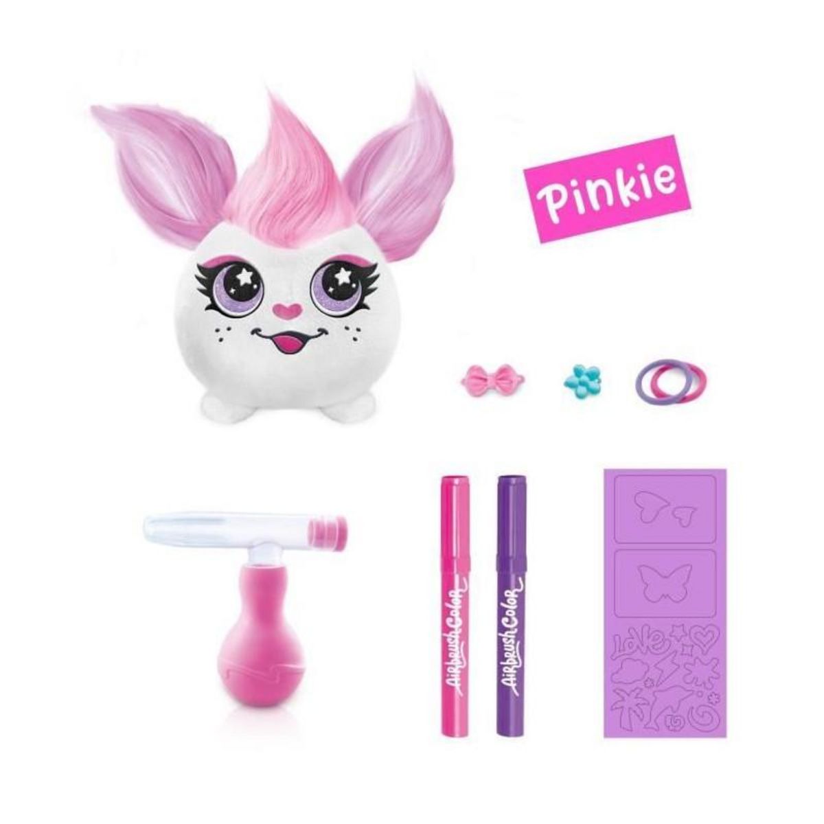 Canal Toys Canal Toys - Airbrush Plush - Mini peluche Hair'iffic a coiffer et décorer avec feutres - AIR 038 - Modele peluche aléatoire