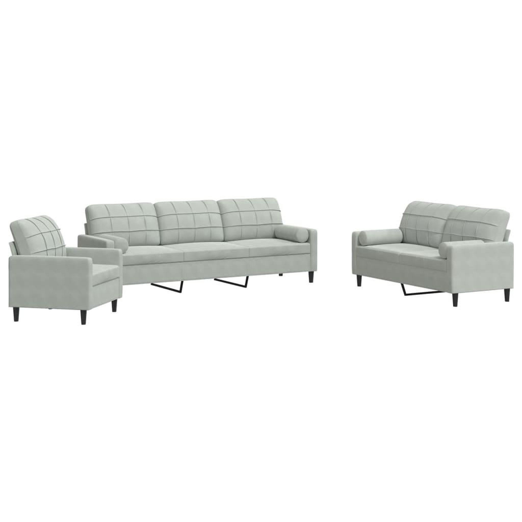 Voir la diapositive 2 : VIDAXL Ensemble de canapes 3 pcs et coussins et traversins velours