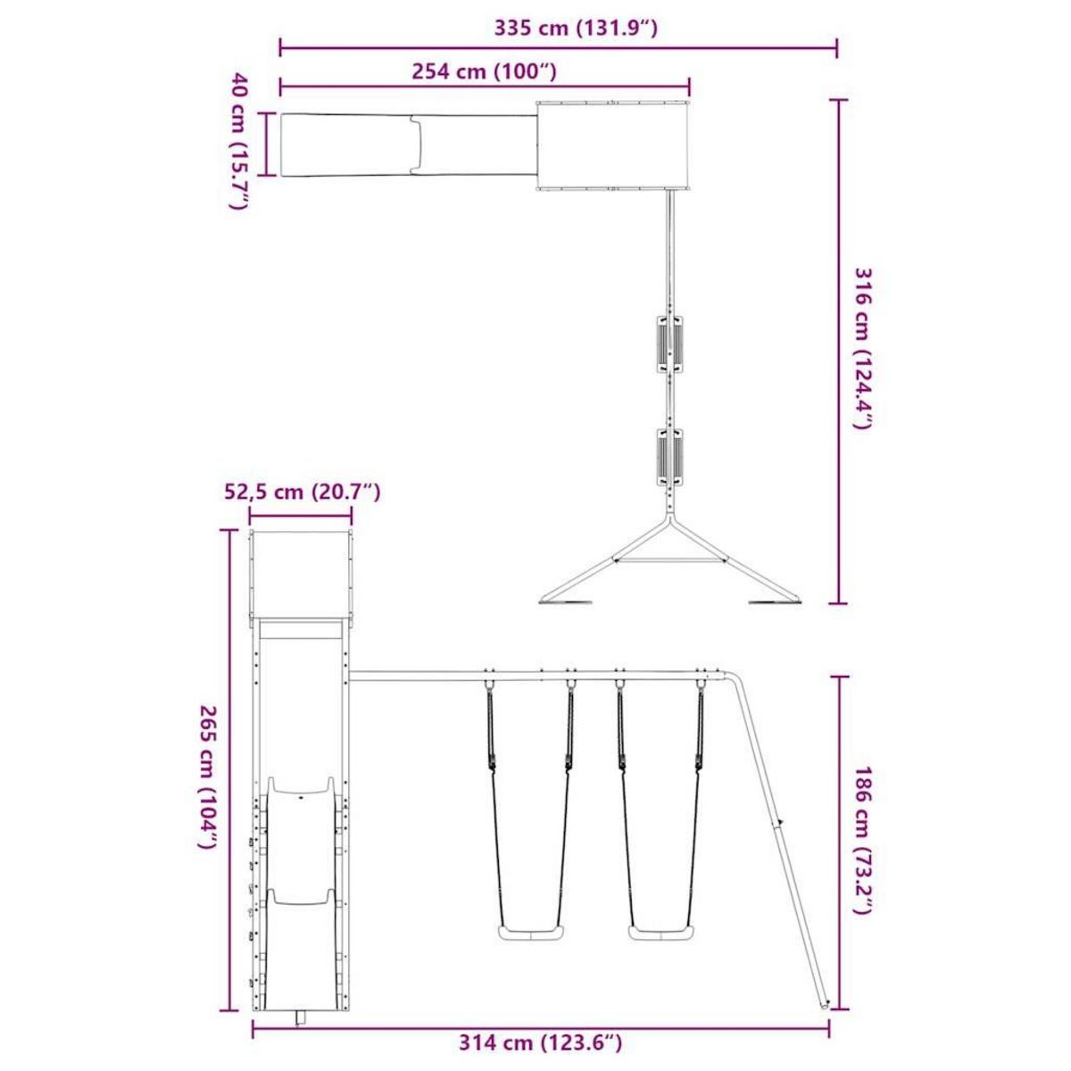VIDAXL Aire de jeux d'exterieur bois de pin massif