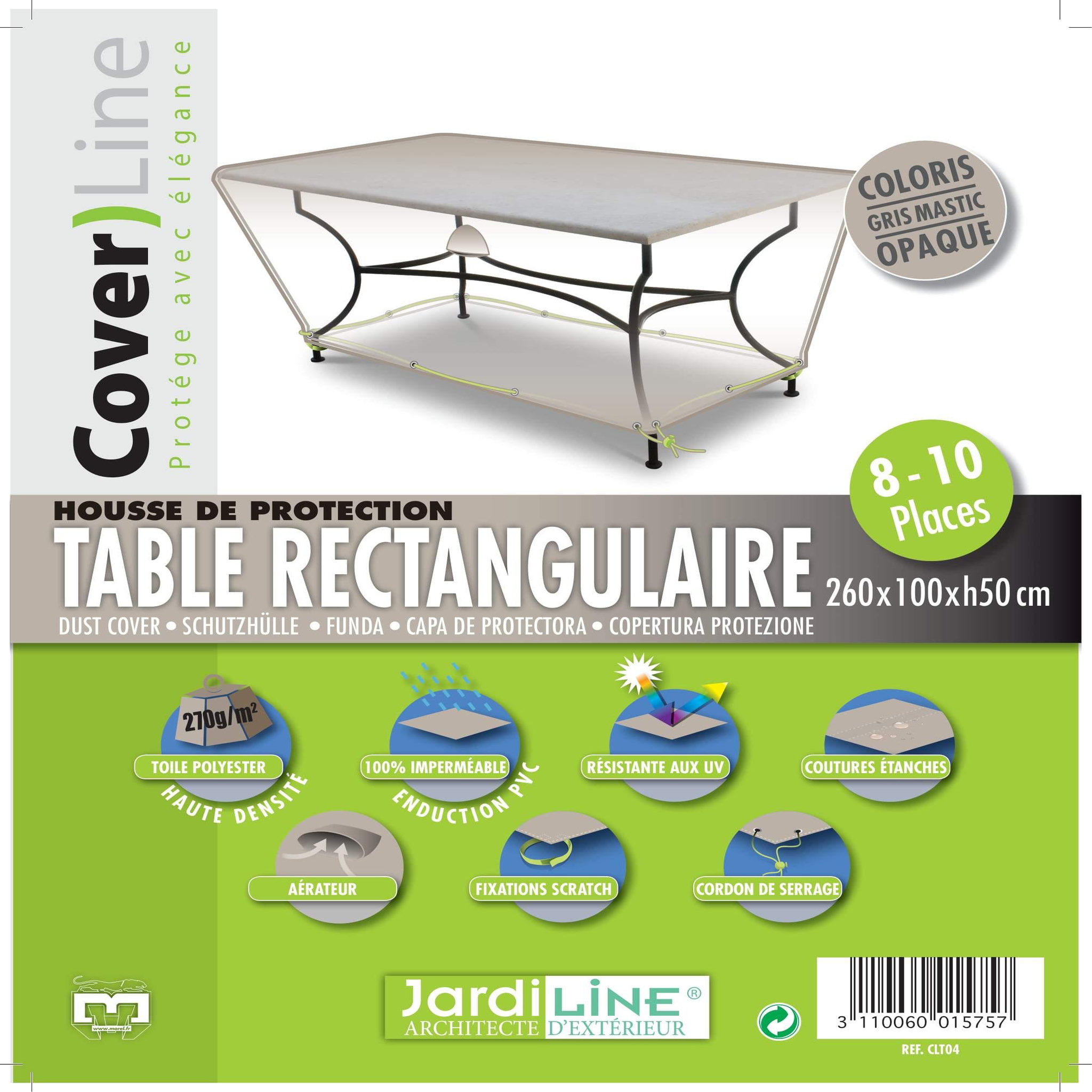 Voir la diapositive 4 : Jardiline Housse cover line table rect 8/10