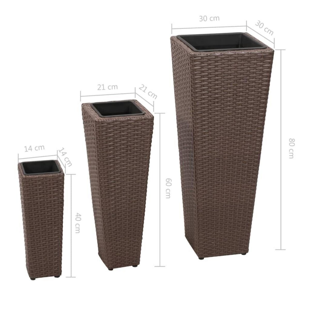 VIDAXL Lits sureleves de jardin 3 pcs Resine tressee Marron