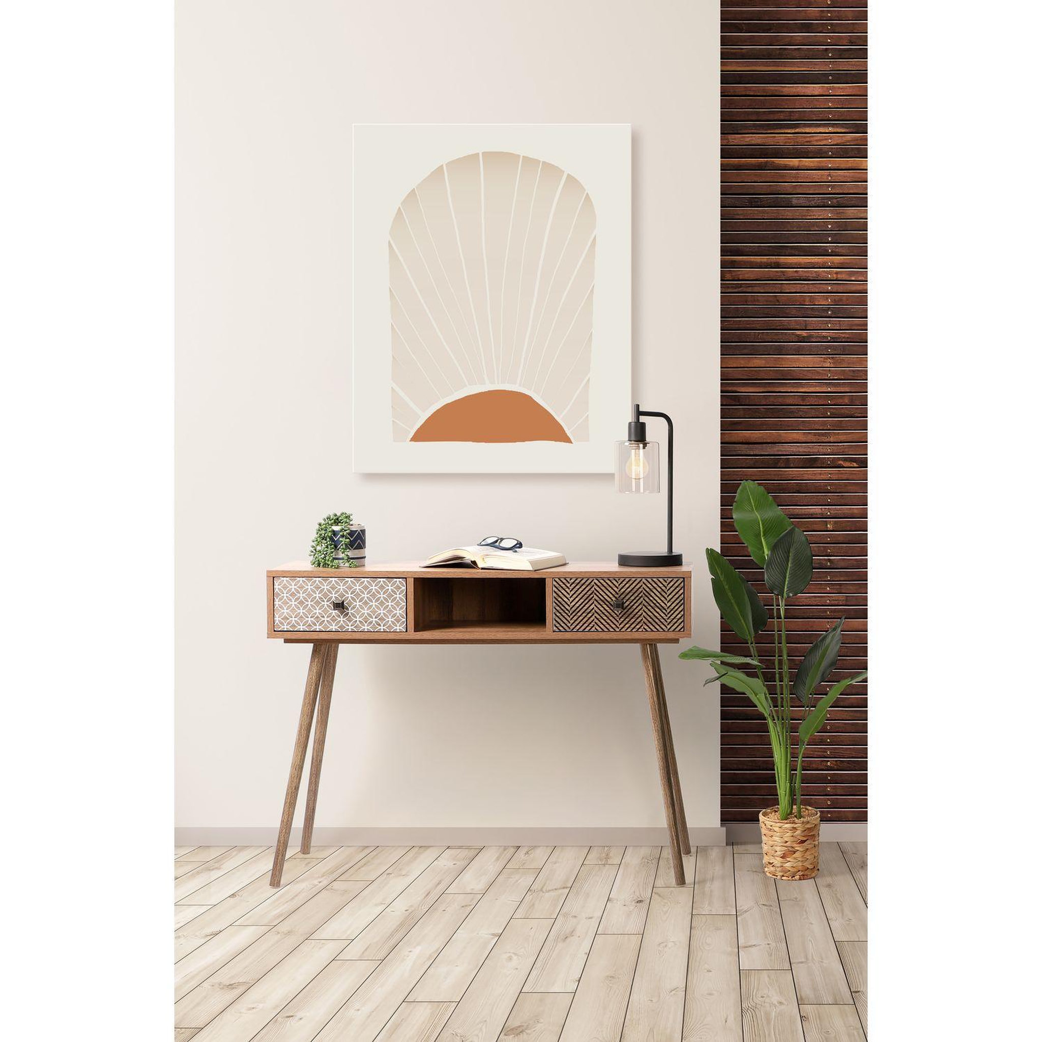 Voir la diapositive 2 : TOILINUX Console baobab en mdf 2 tiroirs et 1 niche ouverte - l.100 cm x h.75 cm - marron