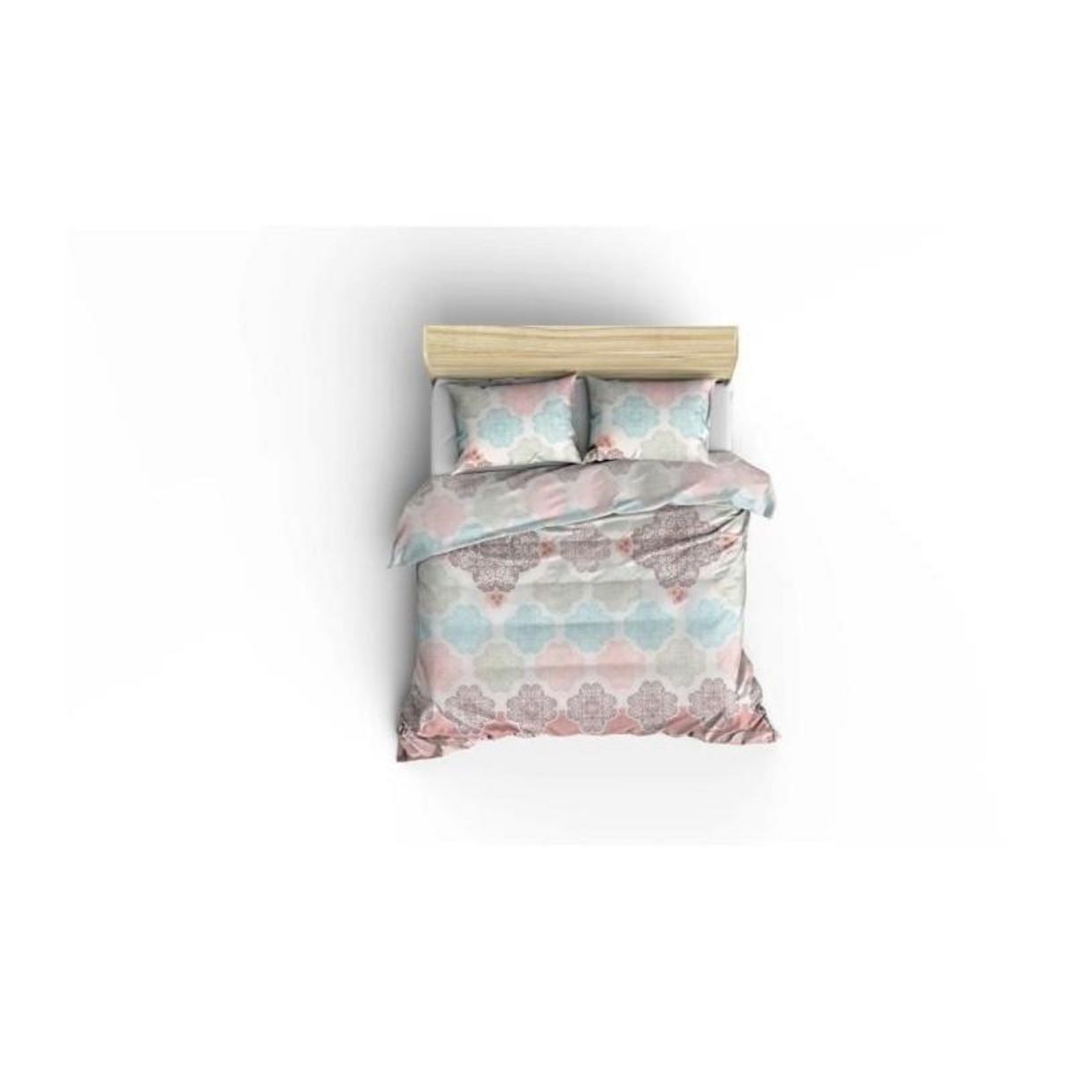 GENERIQUE Parure de lit - 1 housse de couette 220x240 cm + 2 taies d'oreiller 60x60 cm - 70% coton, 30% polyester - Turquoise