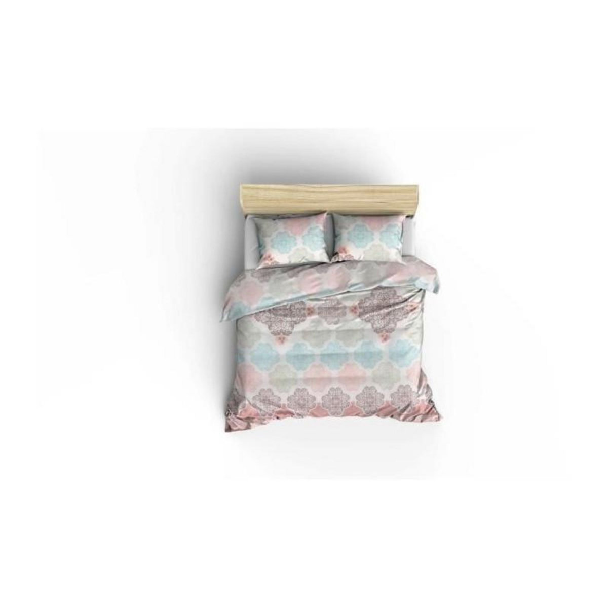GENERIQUE Parure de lit - 1 housse de couette 220x240 cm + 2 taies d'oreiller 60x60 cm - 70% coton, 30% polyester - Turquoise