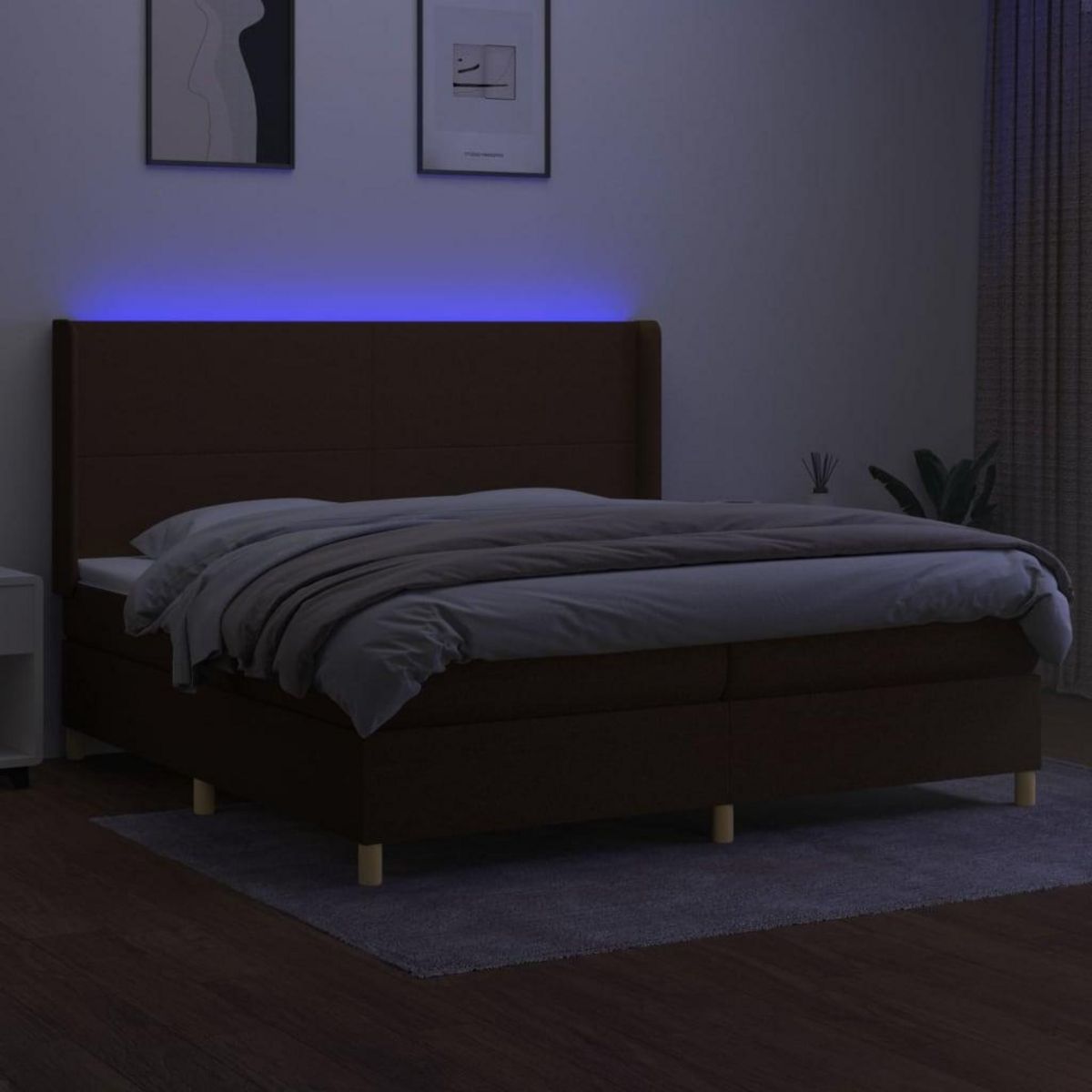 VIDAXL Sommier a lattes de lit matelas et LED Marron fonce 200x200 cm
