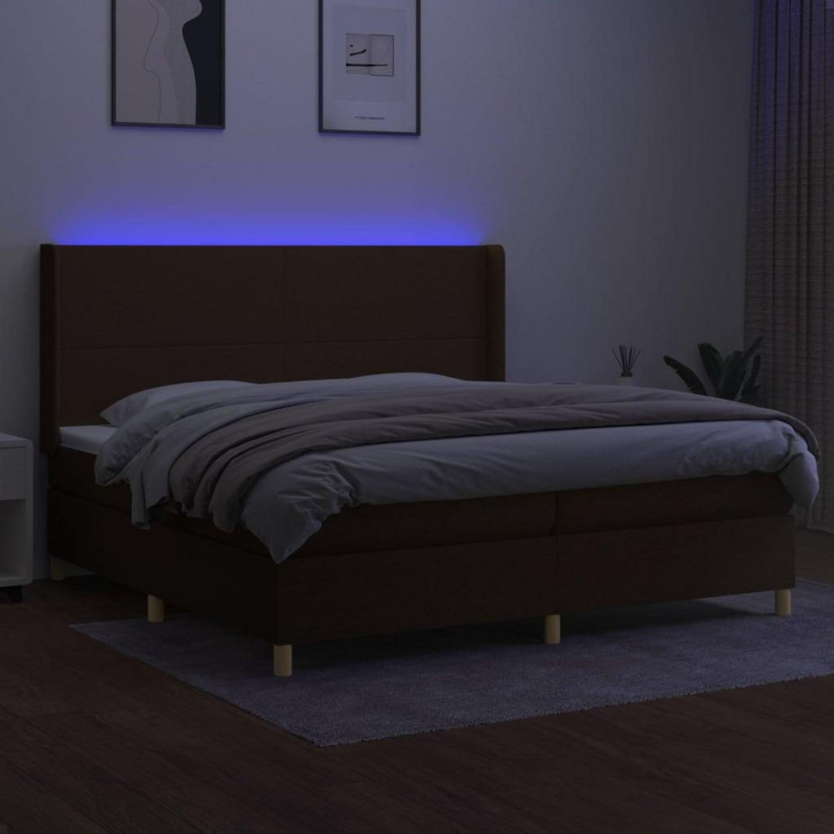 VIDAXL Sommier a lattes de lit matelas et LED Marron fonce 200x200 cm