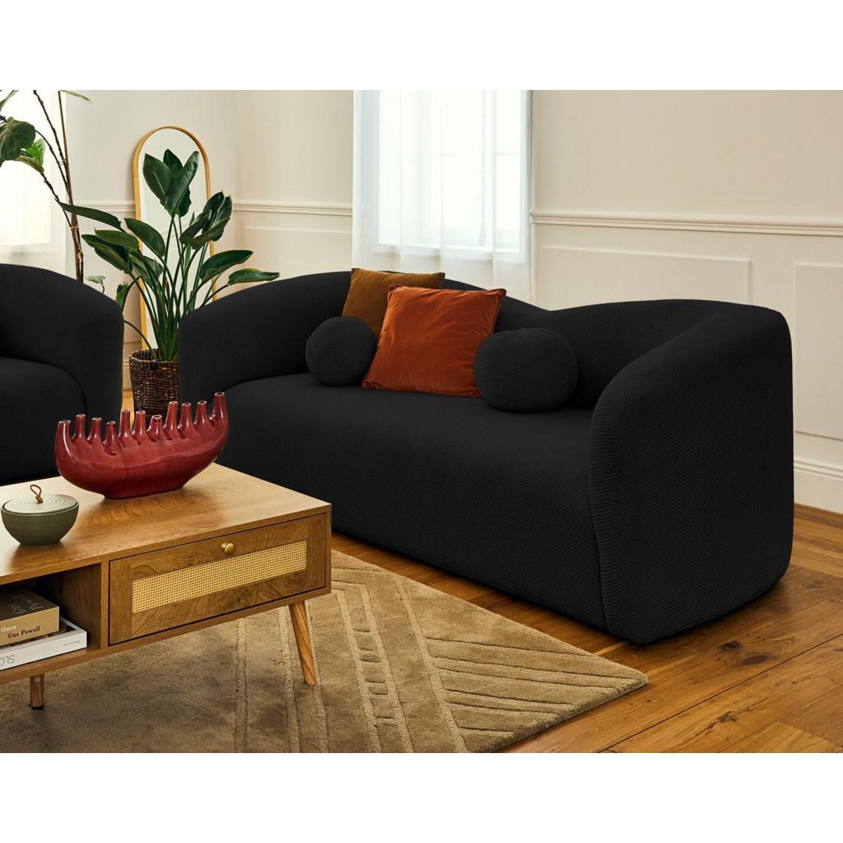 LISA DESIGN Charles - canapé droit 3 places en velours texturé