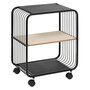 Voir la diapositive 1 : FIVE Étagère à roulettes 2 niveaux en métal et bois - Noir