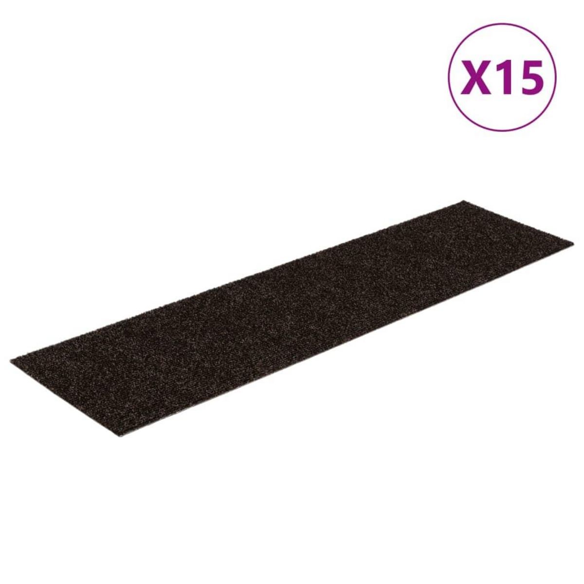 VIDAXL Tapis d'escalier autocollants Rectangulaire 15 pcs 76x20 cm