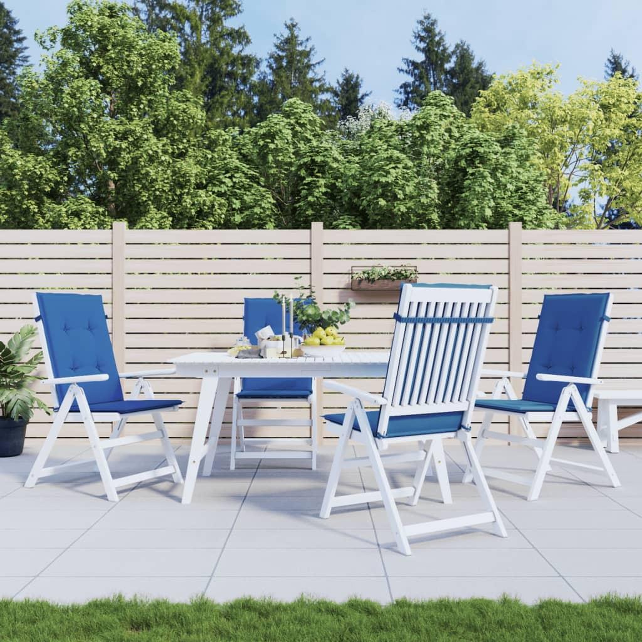 Voir la diapositive 1 : VIDAXL Coussins de chaise de jardin a dossier haut lot de 4 bleu royal