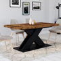 Voir la diapositive 4 : ID MARKET Table à manger extensible rectangle ALICIA 6-10 personnes plateau bois foncé HAWKINS et pied X noir 160-200 cm