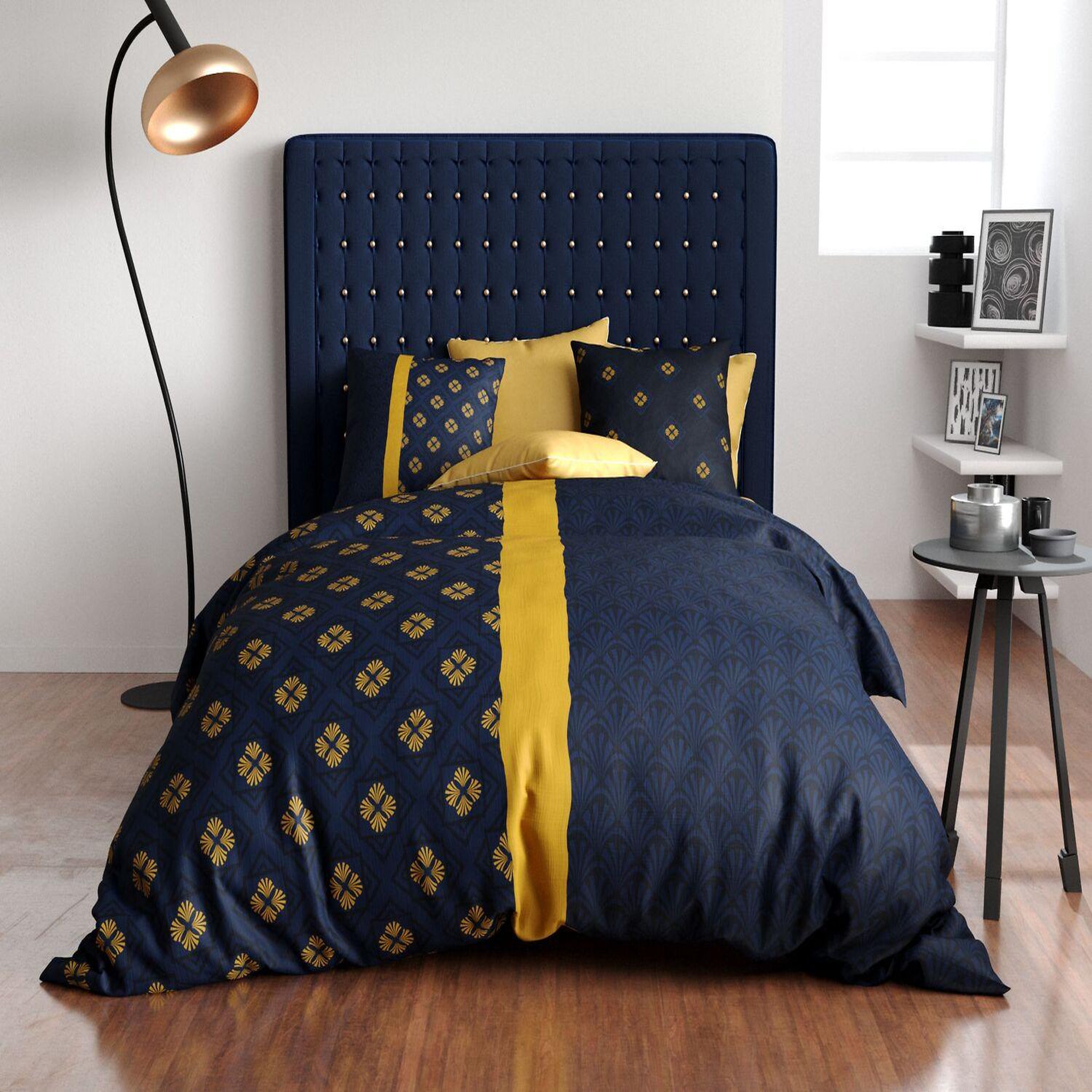 ATELIER DU COTON Parure housse de couette 100%coton 57fils nil. Coloris disponibles : Noir