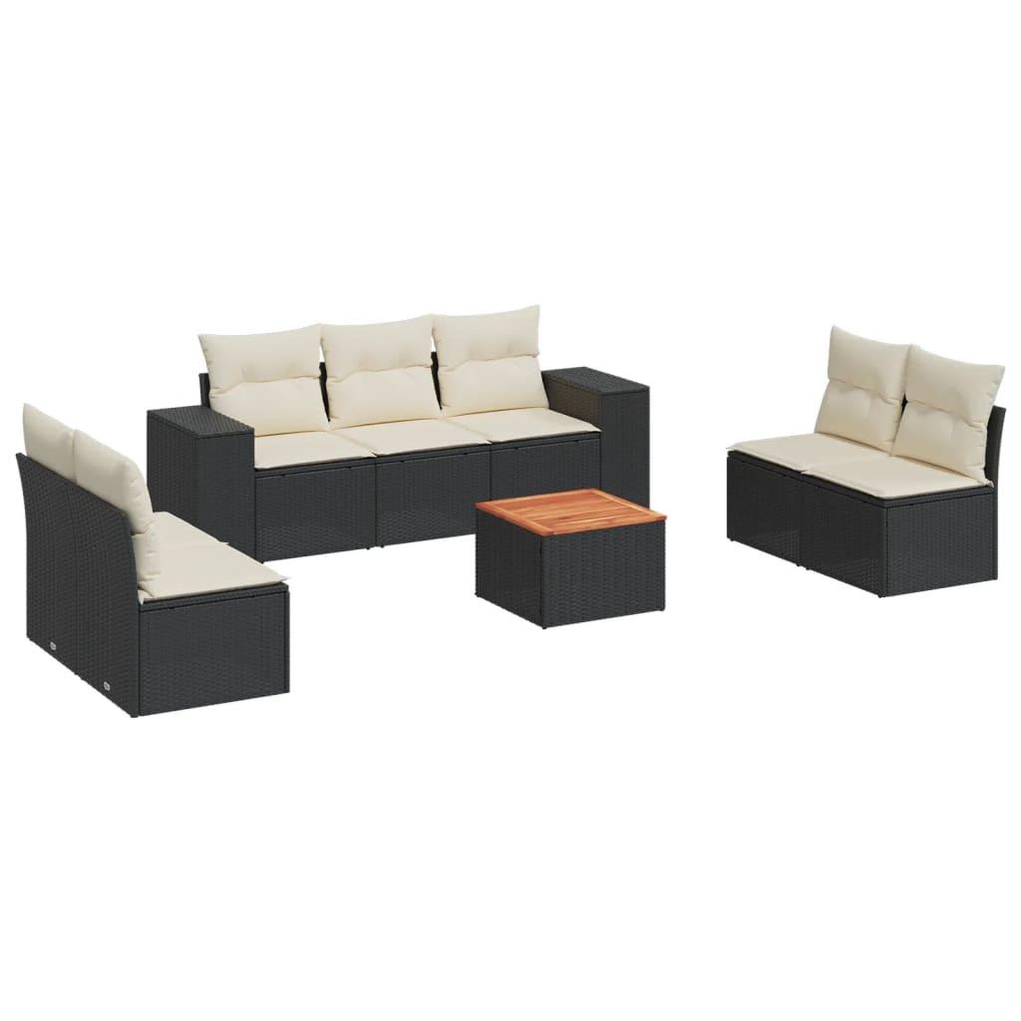 Voir la diapositive 2 : VIDAXL Salon de jardin 8 pcs avec coussins noir resine tressee
