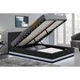 Voir la diapositive 2 : CONCEPT USINE Structure de lit LED avec rangements 140 x 190 cm noir NEWYORK