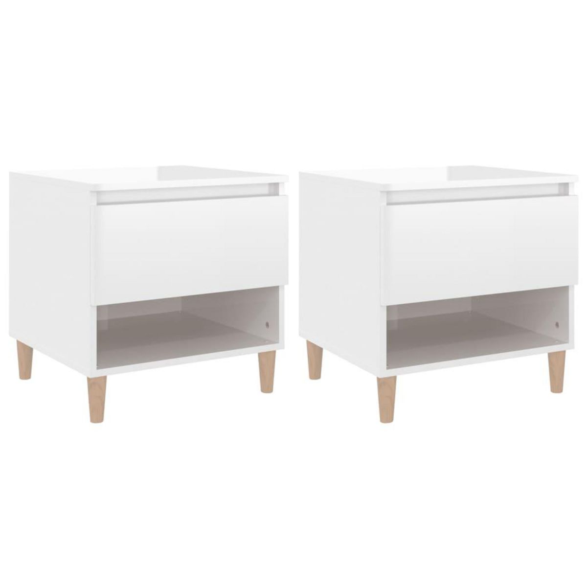 VIDAXL Tables de chevet 2 pcs Blanc brillant 50x46x50 cm