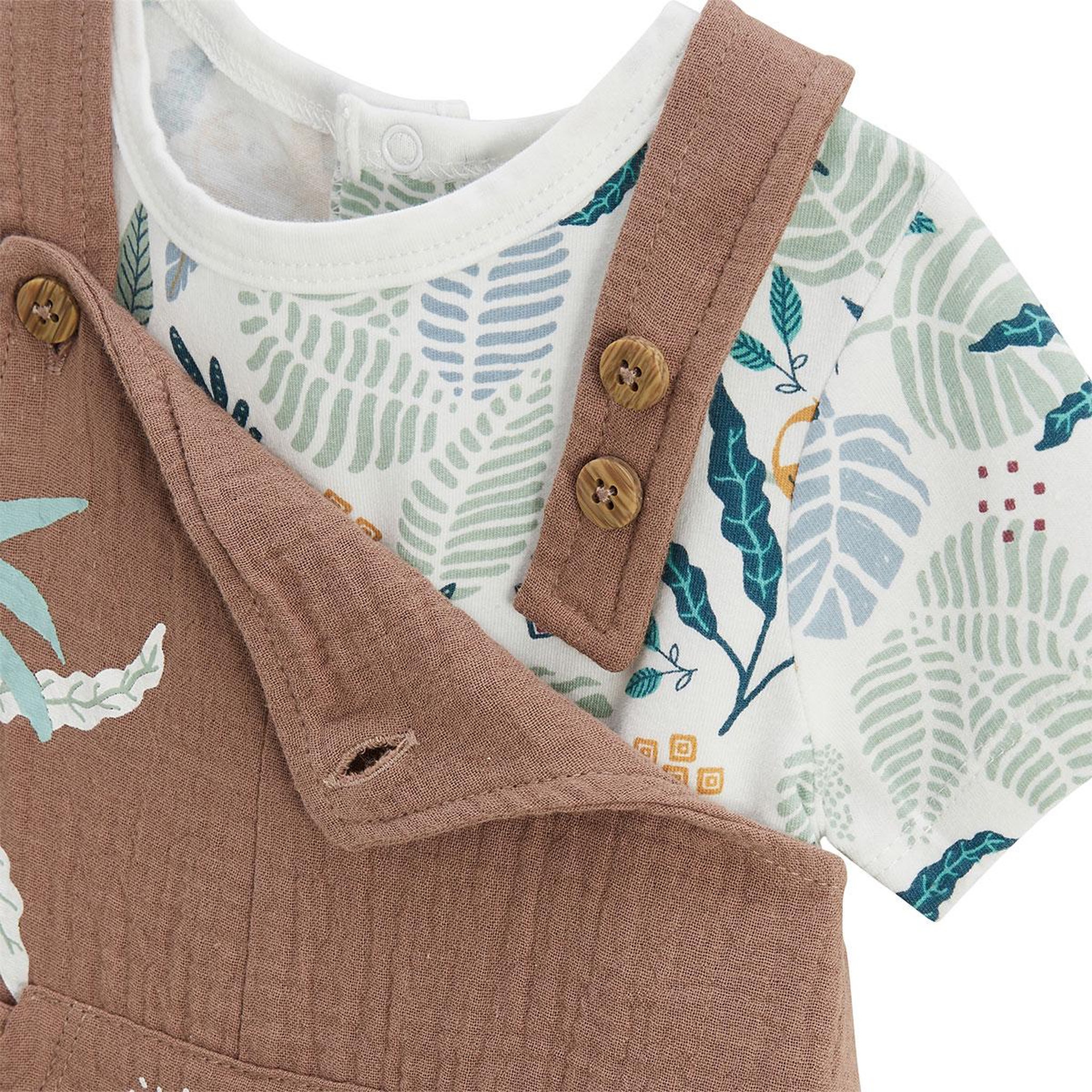 Voir la diapositive 3 : Petit Béguin Ensemble salopette bébé en gaze de coton et t-shirt baroudeur