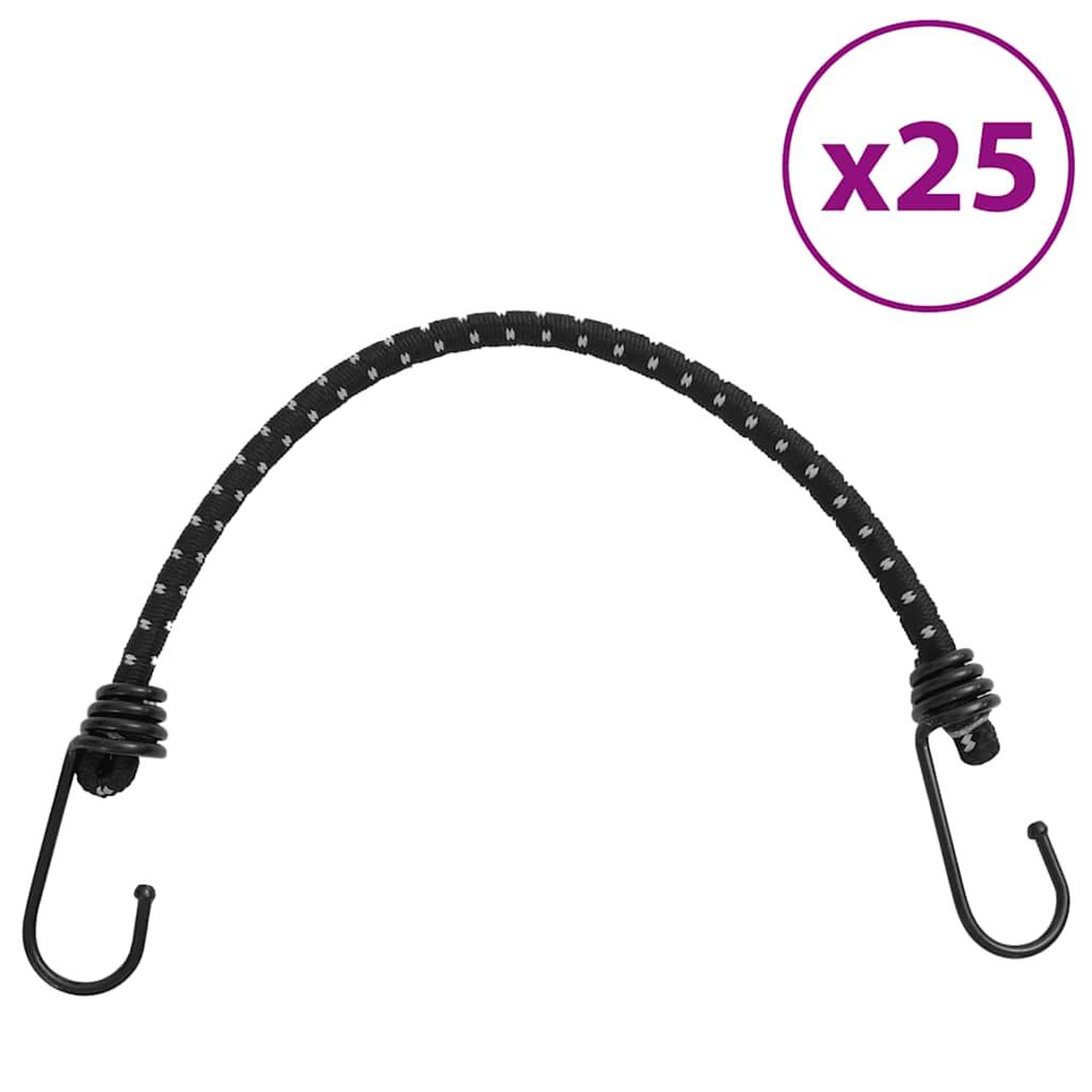 VIDAXL Cordes elastiques avec bandes reflechissantes et crochets 25pcs