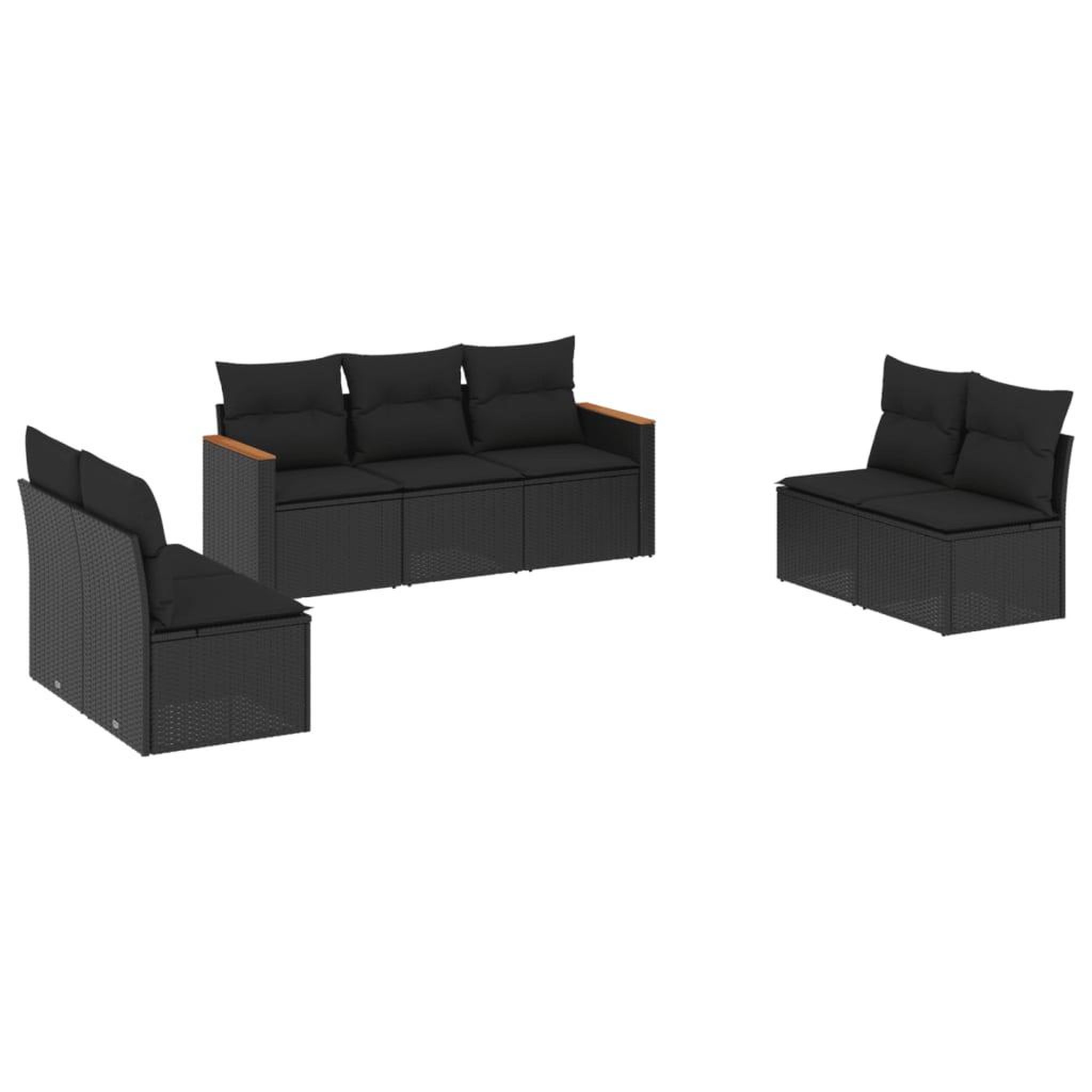 Voir la diapositive 2 : VIDAXL Salon de jardin 7 pcs avec coussins noir resine tressee