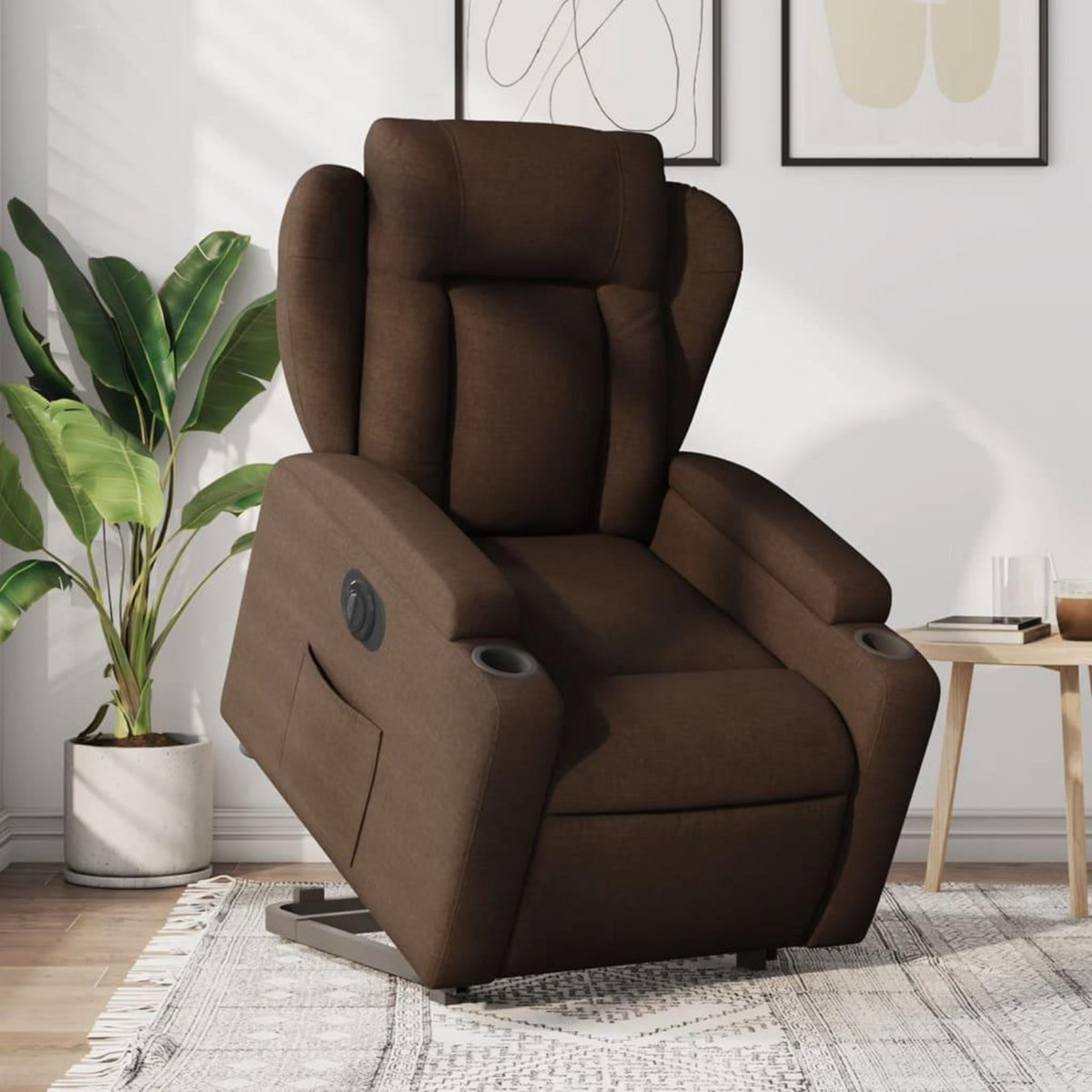 VIDAXL Fauteuil inclinable electrique marron tissu